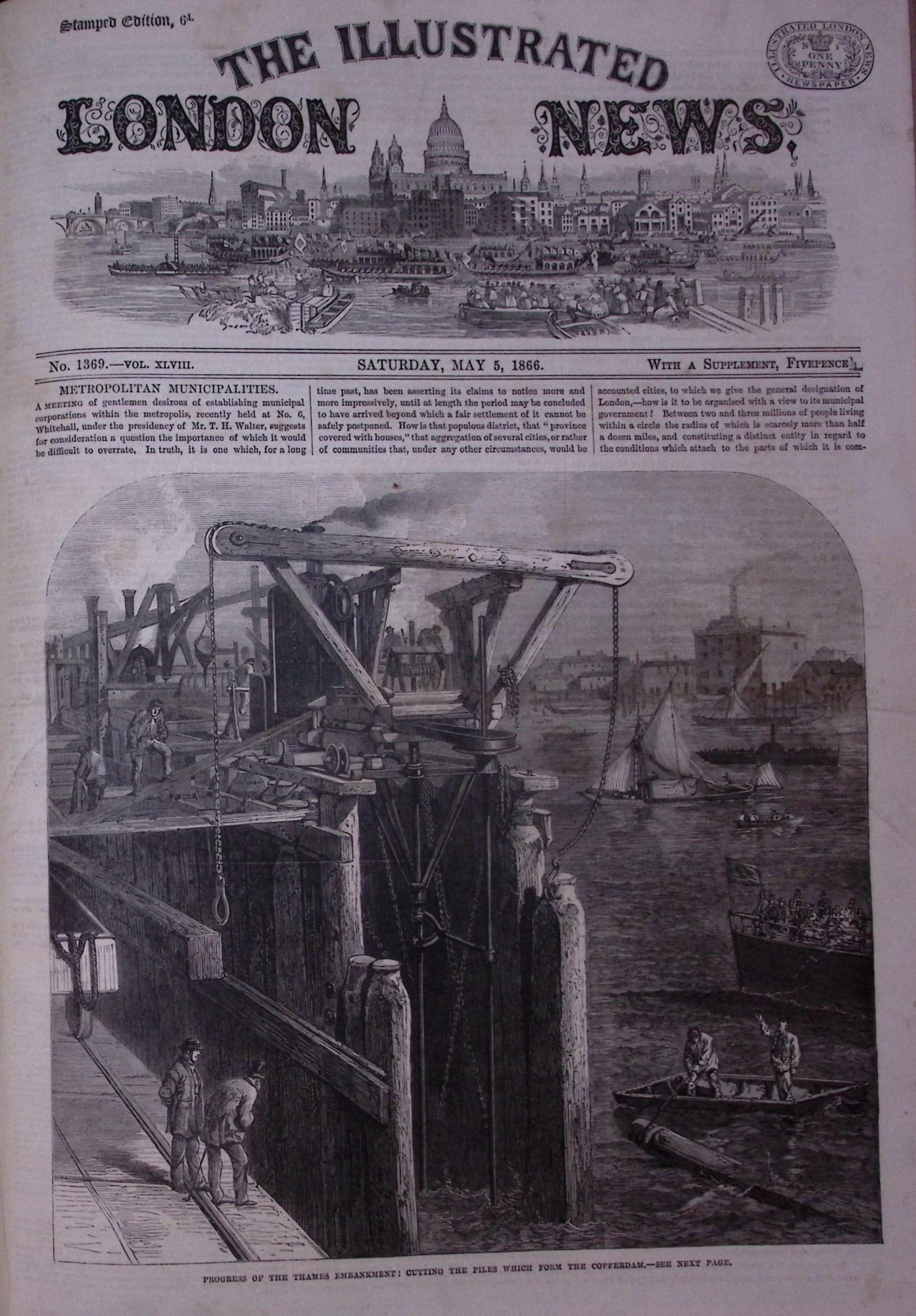 The Illustrated London News Antique Bound Edition Jan-June 1866 Over 600 Pages. - 9