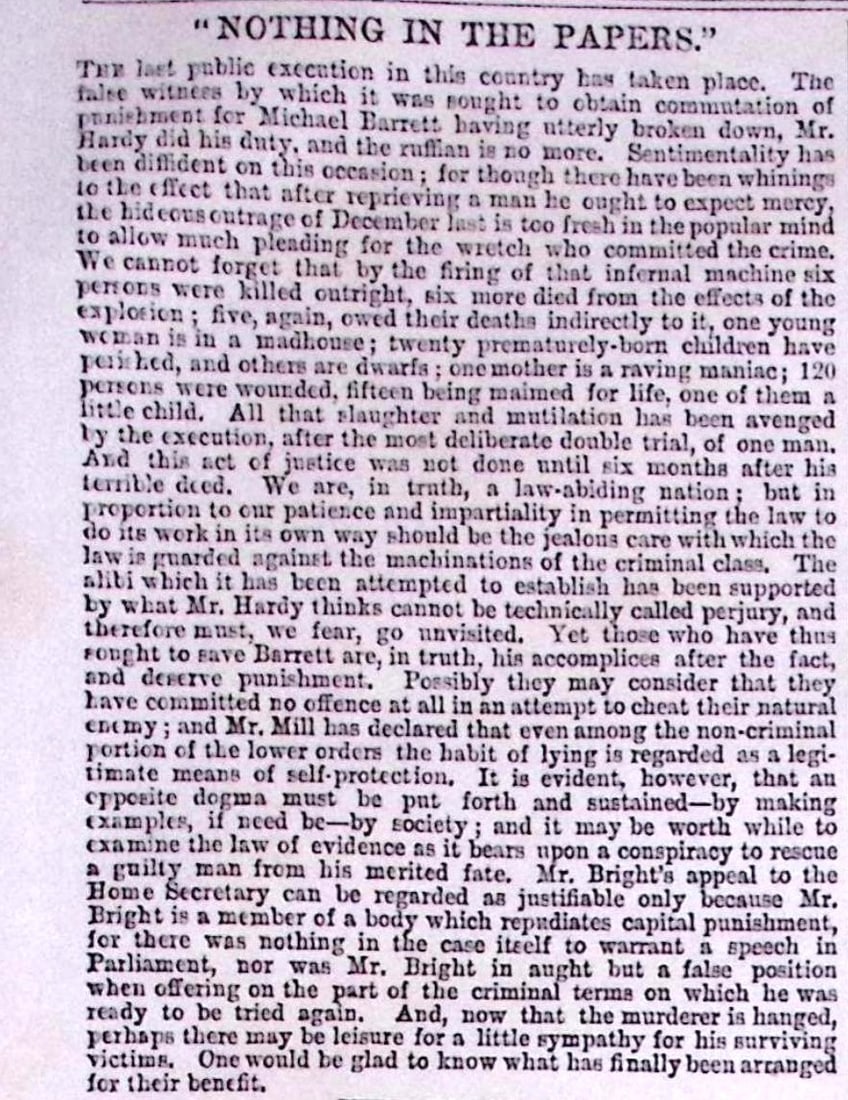 Last Public Execution Michael Barrett Irish Fenian Bomber Hanged in Front of Newgate Prison-9. - 2