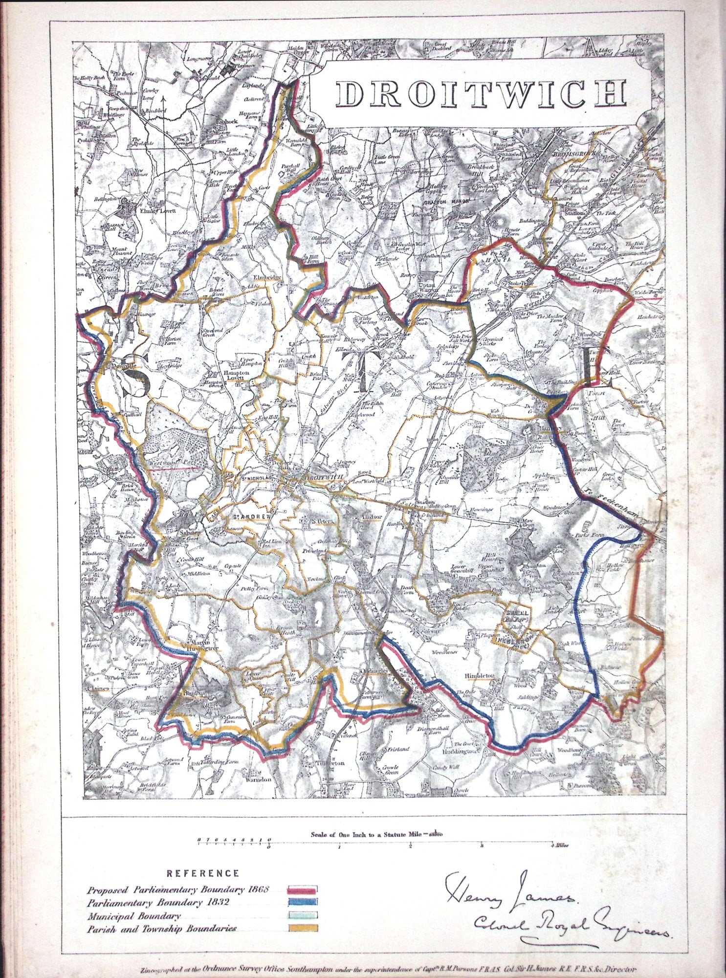 Droitwich Midlands Boundary Commission 157-Year-Old Coloured Antique Map.: Title: Droitwich Midlands Boundary Commission 157-Year-Old Coloured Antique Map. Description: Droitwich Midlands Boundary Commission 157-Year-Old Coloured Antique Map. Original Antique Lithogra