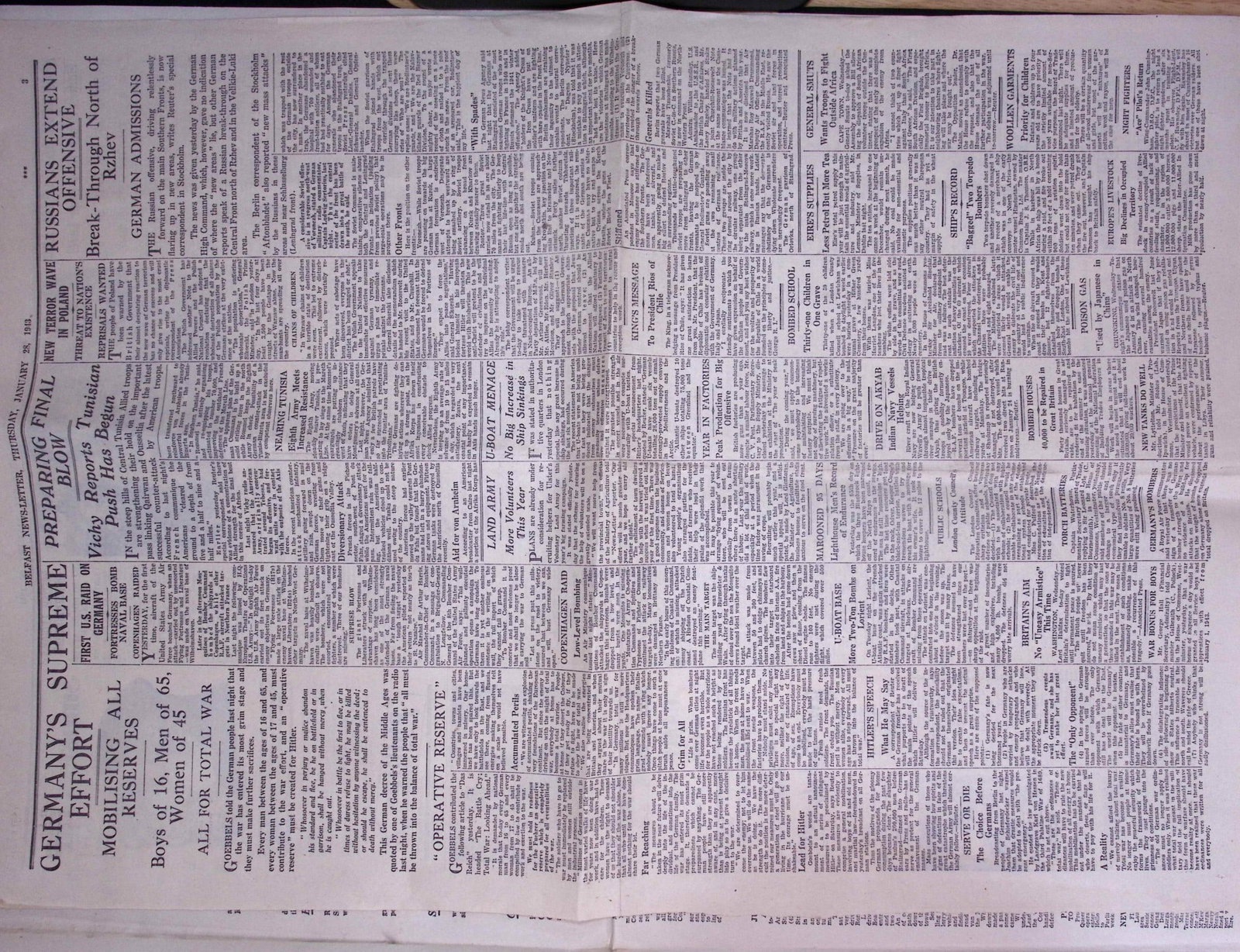 Job-Lot Original Belfast Ireland WW2 Newspapers Images & Reports of The War-43. - 9