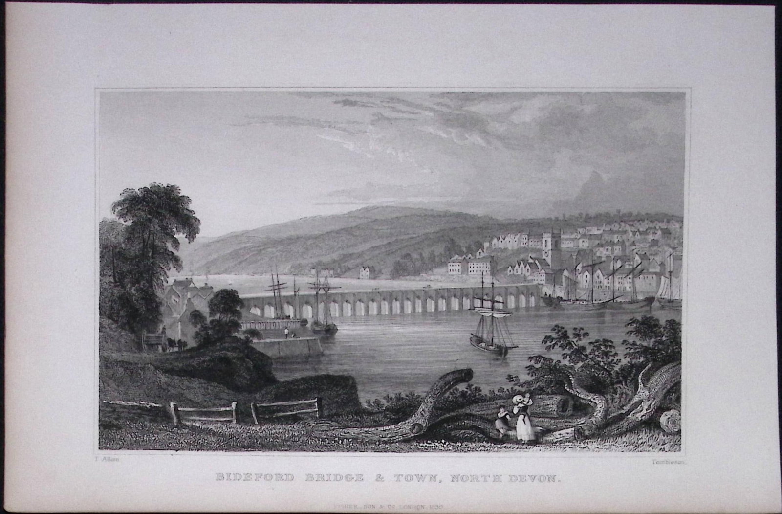 Bideford Bridge & Town North Devonshire Antique 193 Years-Old Steel-Engraving-45: Title: Bideford Bridge & Town North Devonshire Antique 193 Years-Old Steel-Engraving-45 Description: This Antique Steel Engraving Was Removed from a 193-Year-Old Edition of. Devon and Cornw