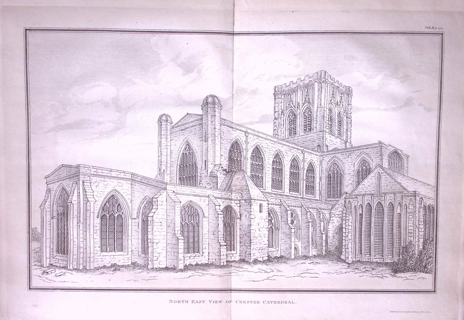 View of Chester Cathedral Antique 216-Year-Old Large Copperplate-23-TR: Title: View of Chester Cathedral Antique 216-Year-Old Large Copperplate-23-TR Description: View of Chester Cathedral Antique 216-Year-Old Large Copperplate-23-TR. This Antique Copperplate Print Has