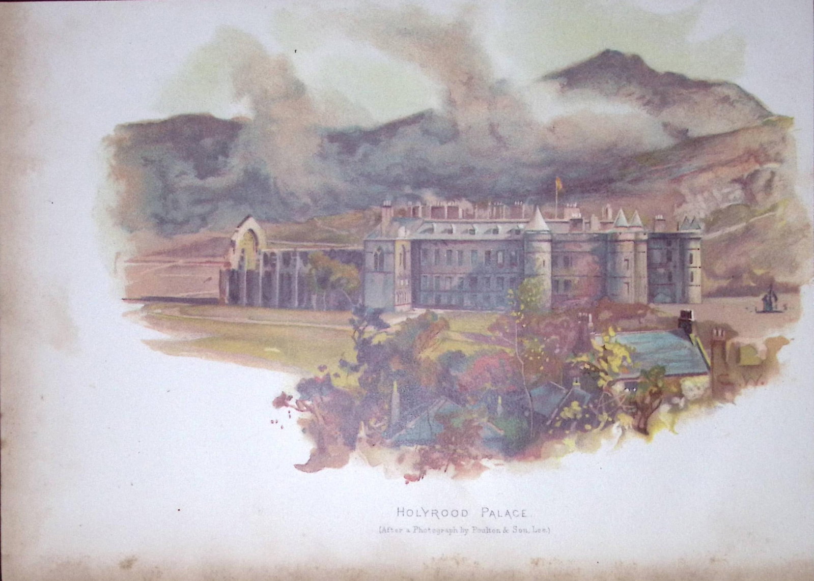 Holyrood Palace Edinburgh Scotland Antique Chromolithograph -2-TR: Title: Holyrood Palace Edinburgh Scotland Antique Chromolithograph -2-TR Description: This Antique Chromolithograph Has Been Removed from an Edition of. Cassells History of England Published by
