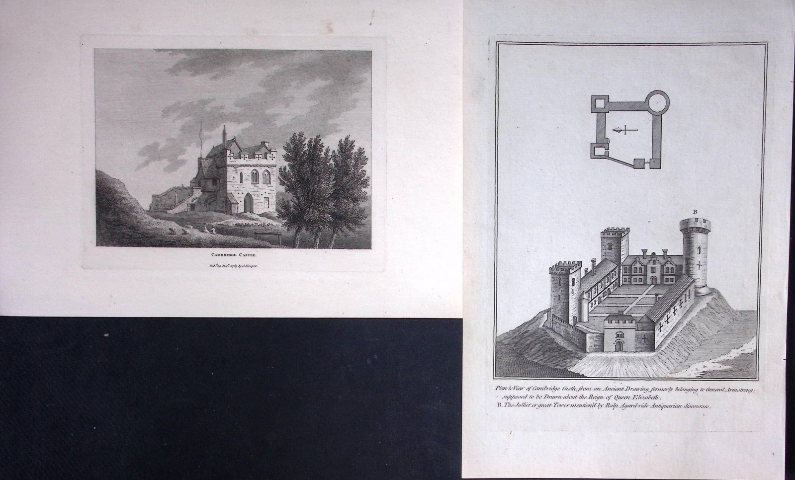 Cambridge Castle & Plan Francis Grose Rare 240 Years-Old Copper Engraving-34.: Title: Cambridge Castle & Plan Francis Grose Rare 240 Years-Old Copper Engraving-34. Description: Cambridge Castle & Plan Francis Grose Rare 240 Years-Old Copper Engraving-34. These Antique