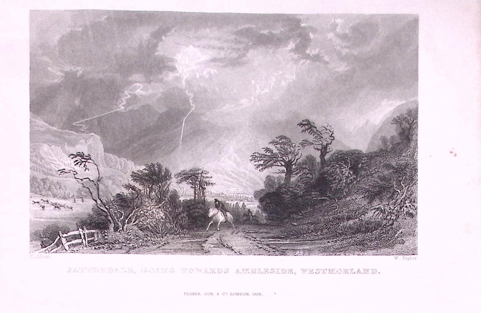 Patterdale Towards Ambleside Lake District Antique Steel Engraving-45-TR: Title: Patterdale Towards Ambleside Lake District Antique Steel Engraving-45-TR Description: This Steel Engraved Print Has Been Removed from an Antique 1835 Edition of. Westmorland, Cumberland,