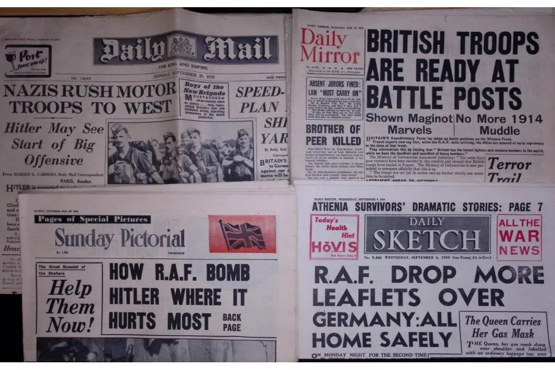 Job-Lot Original 1939 WW2 Newspapers Images & Reports of The War-21. (1 of 14)