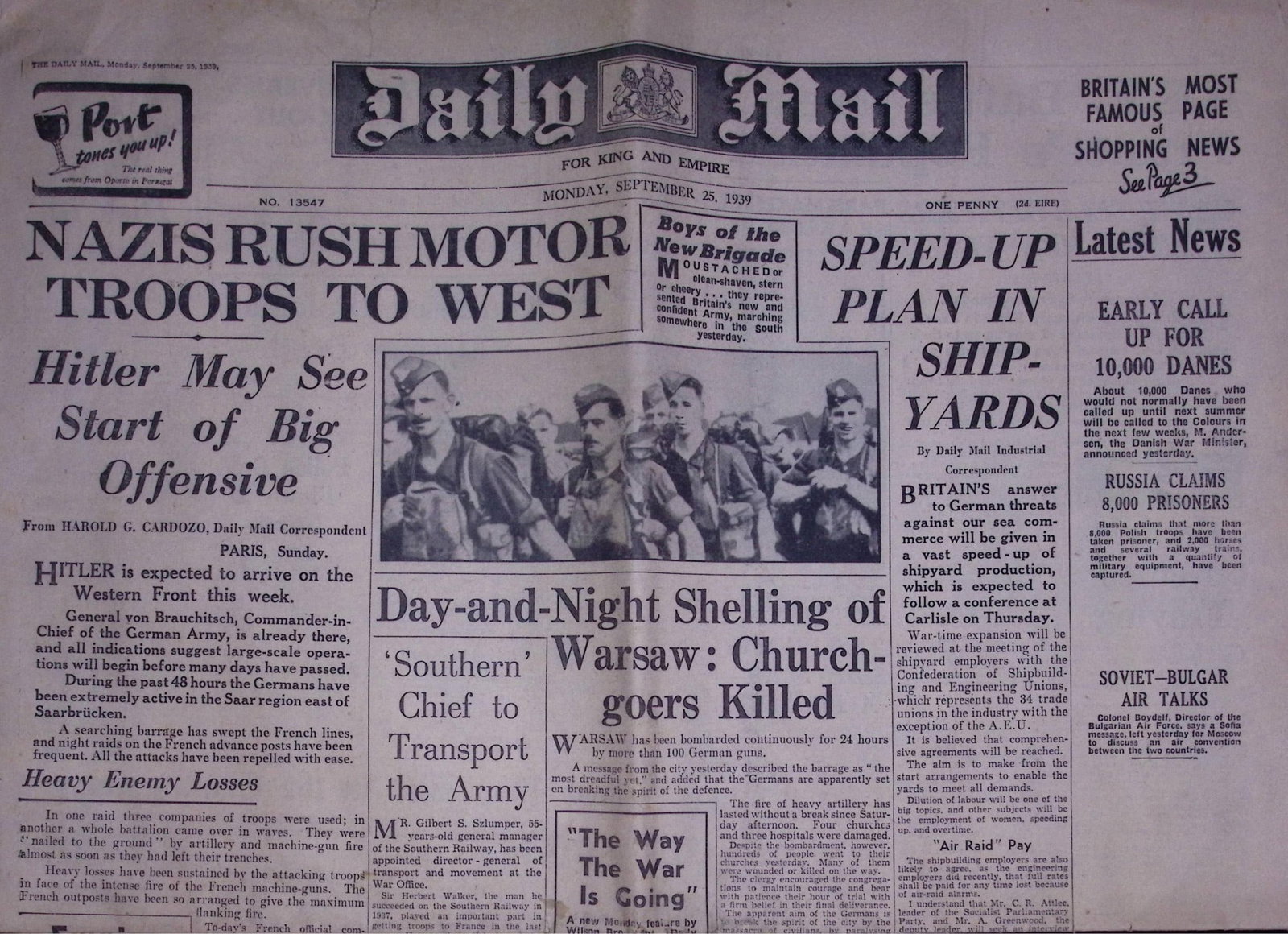 Job-Lot Original 1939 WW2 Newspapers Images & Reports of The War-21. - 5