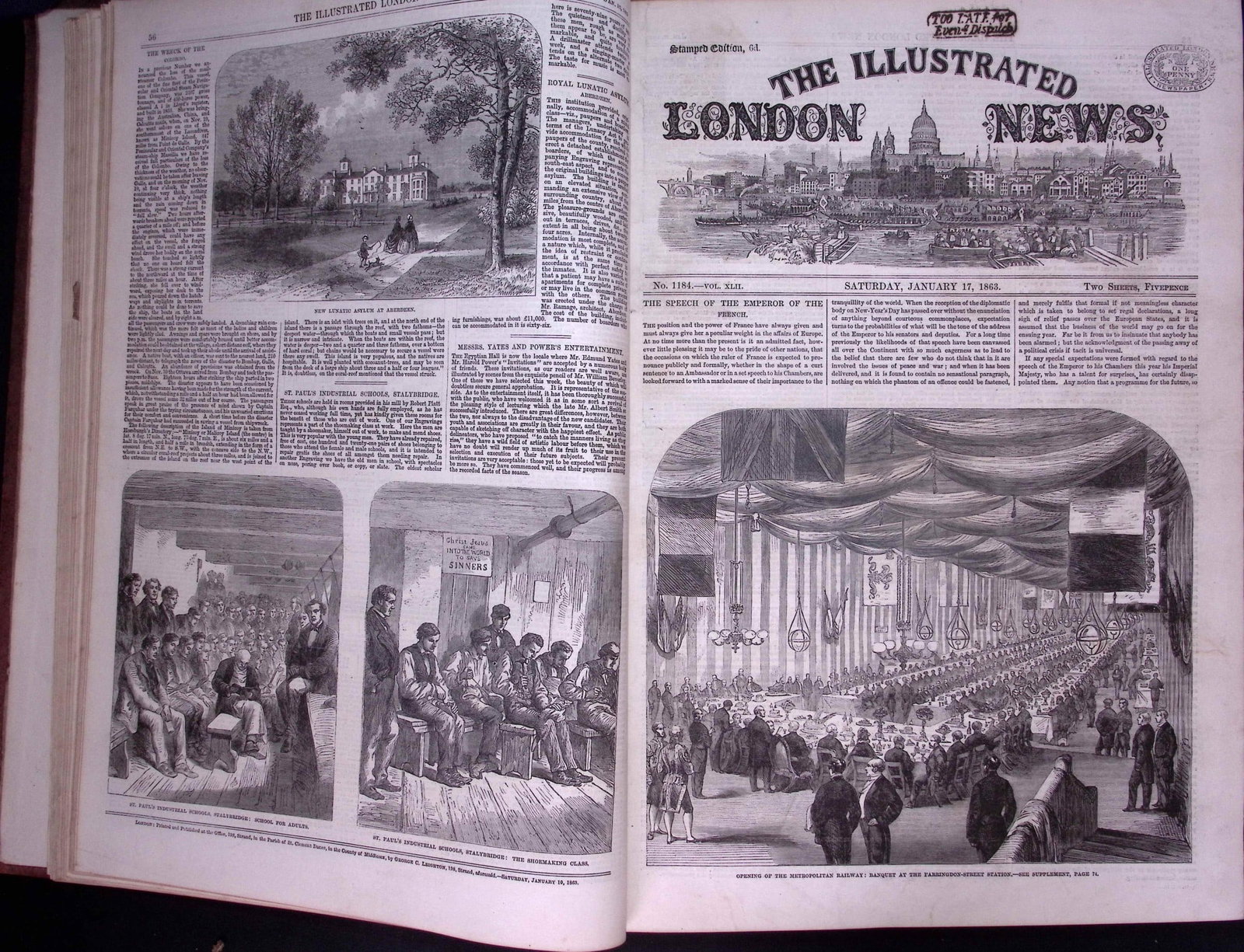 The Illustrated London News Antique Bound Edition Jan – June 1863 Over 700 Pages. - 10
