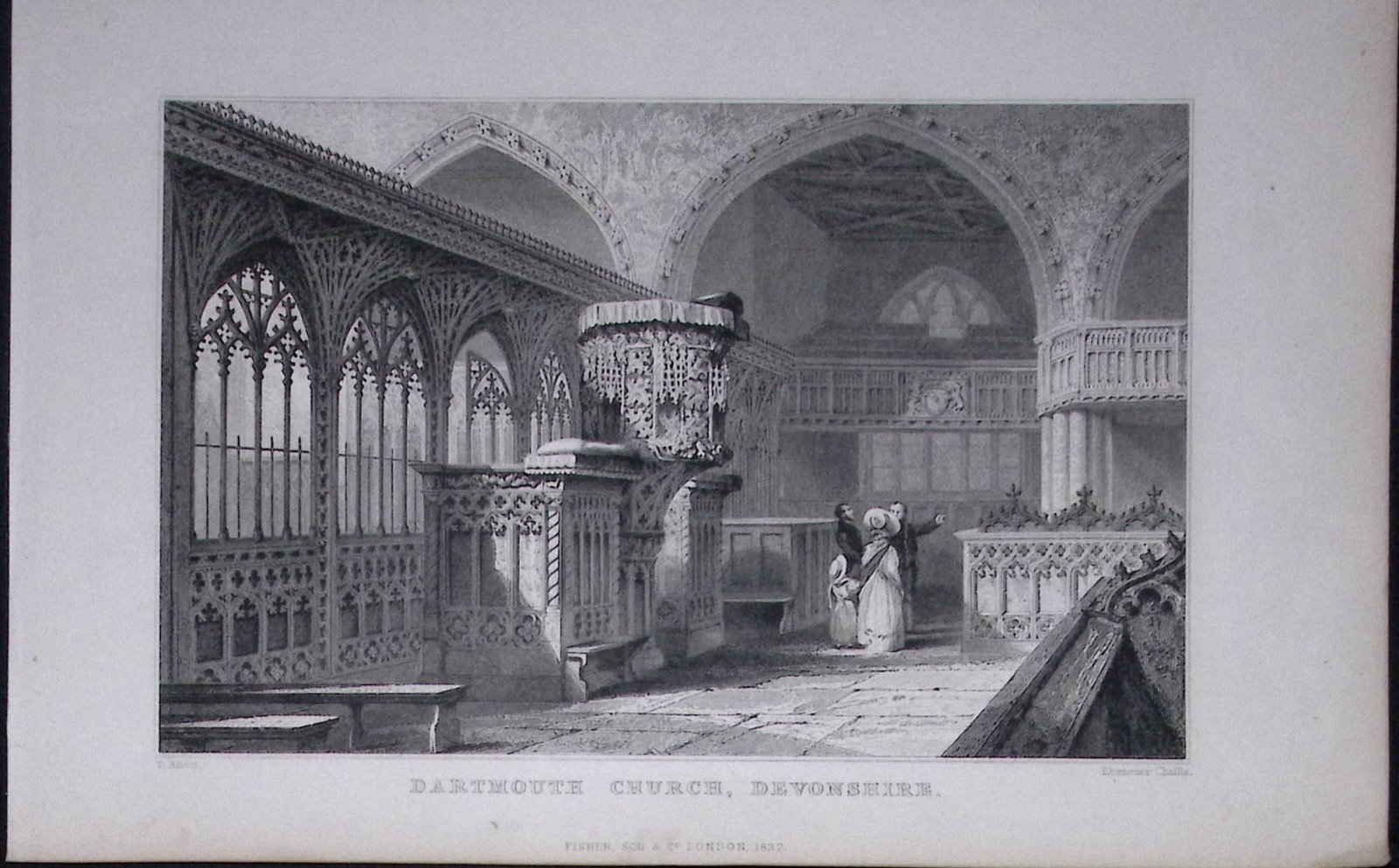 Dartmouth Church Devonshire Antique 193 Years-Old Steel-Engraving-30: Title: Dartmouth Church Devonshire Antique 193 Years-Old Steel-Engraving-30 Description: This Antique Steel Engraving Was Removed from a 193-Year-Old Edition of. Devon and Cornwall Illustrated in a