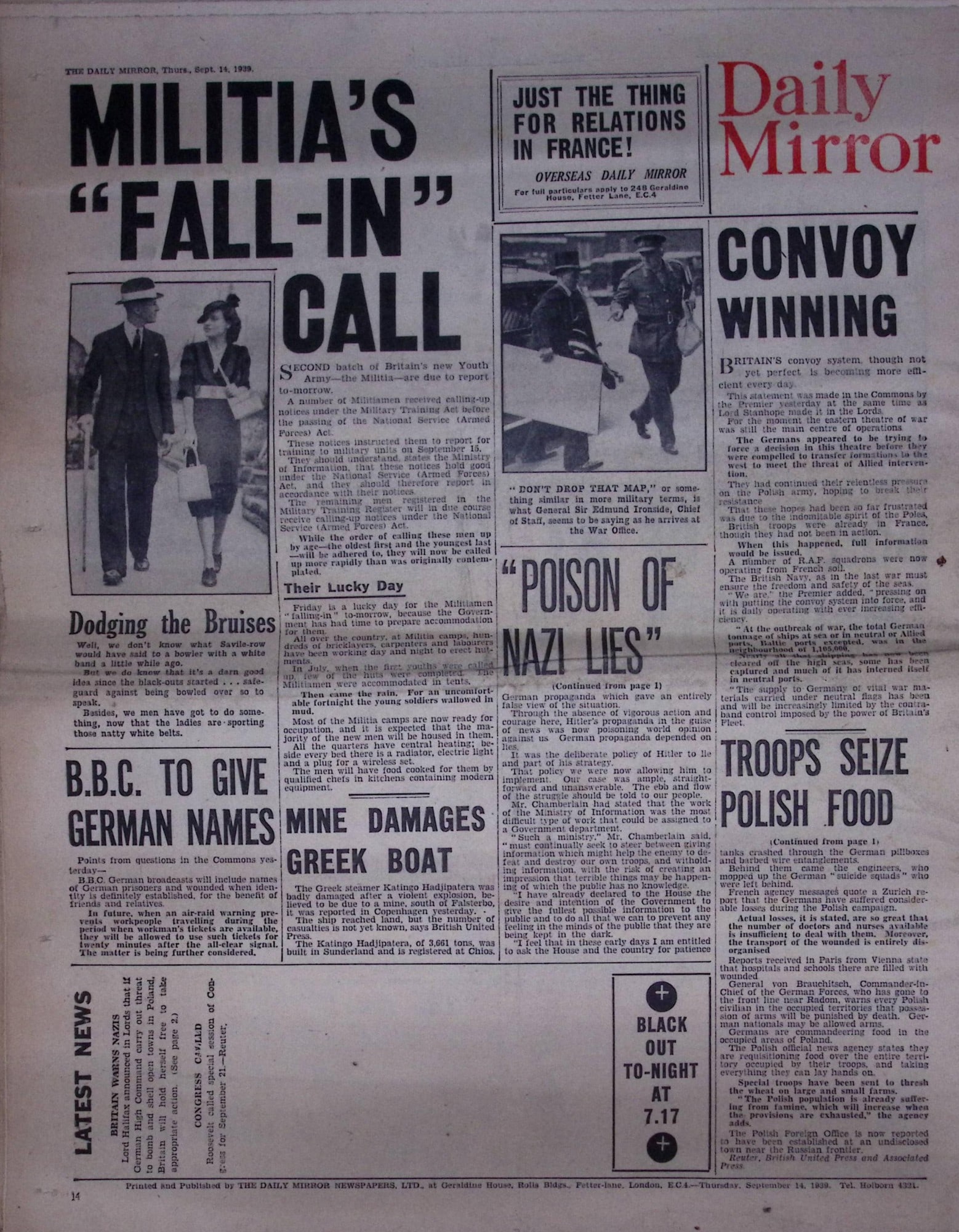 Job-Lot Original 1939 WW2 Newspapers Images & Reports of The War-23. - 12