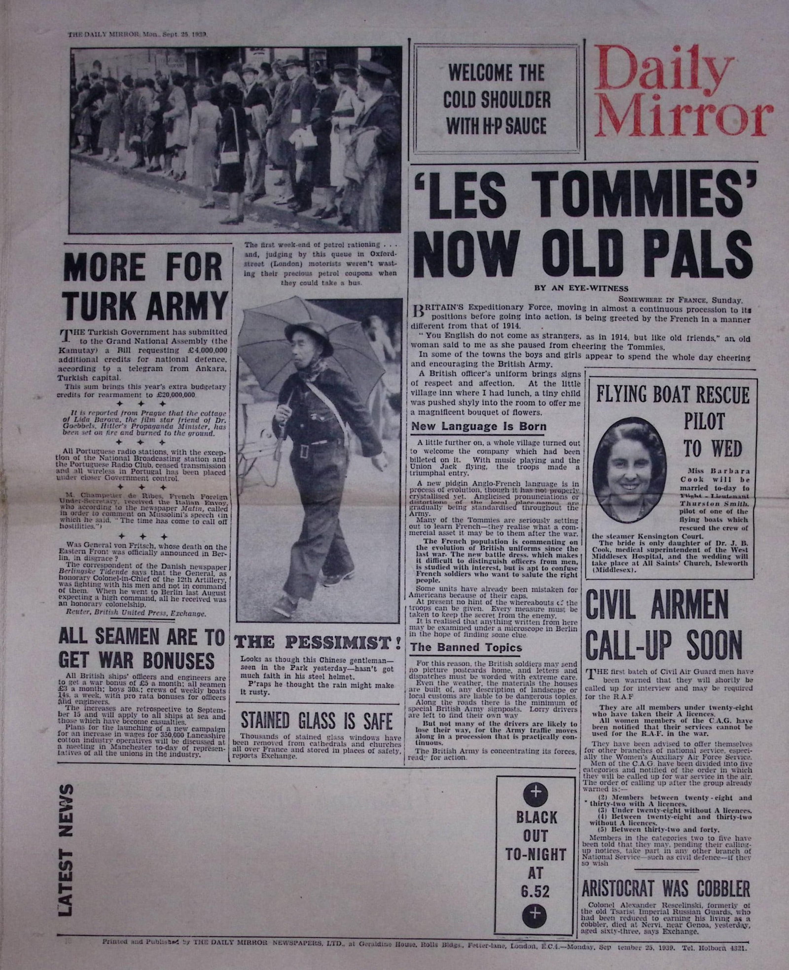 Job-Lot Original 1939 WW2 Newspapers Images & Reports of The War-23. - 13
