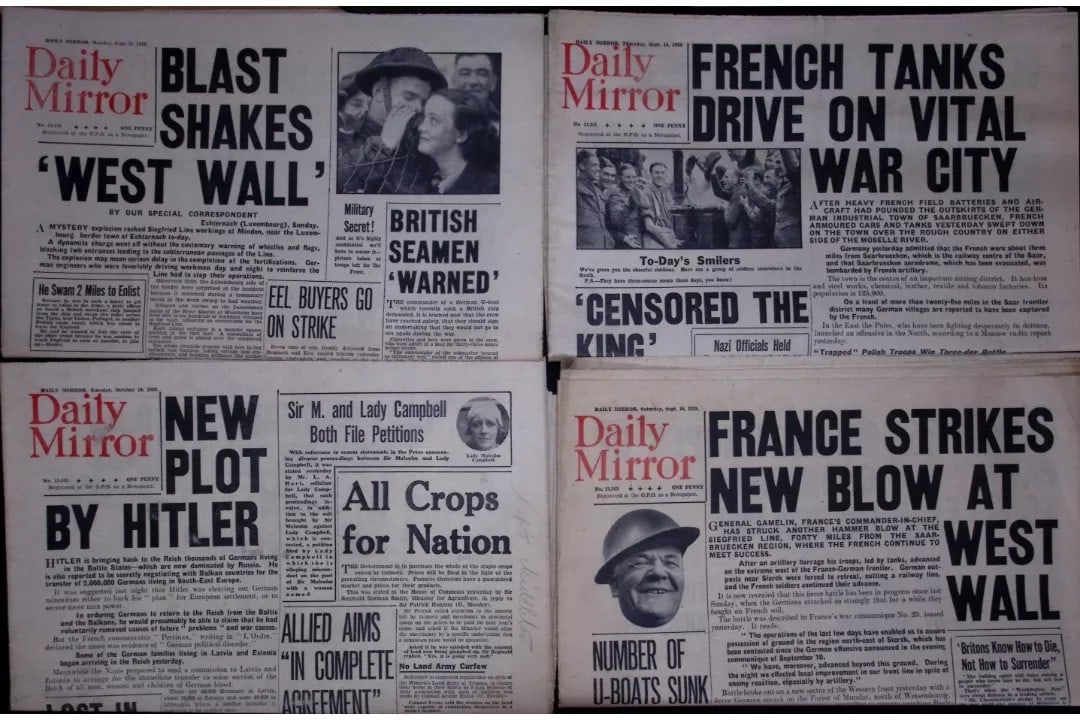 Job-Lot Original 1939 WW2 Newspapers Images & Reports of The War-23. (1 of 14)