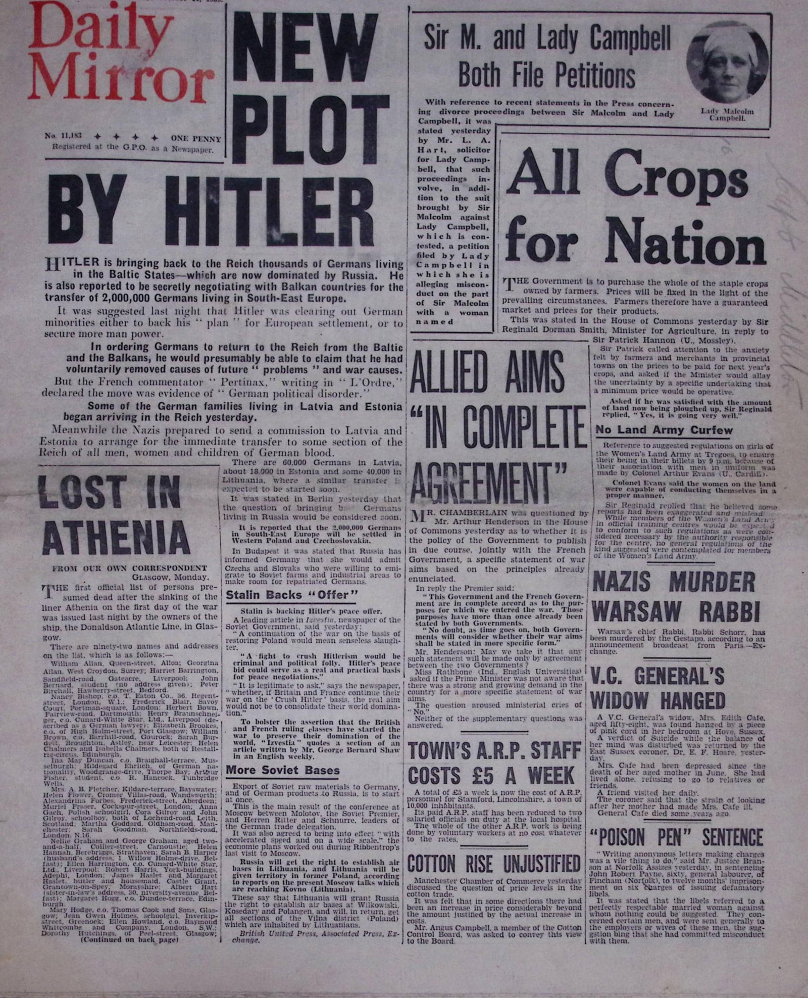 Job-Lot Original 1939 WW2 Newspapers Images & Reports of The War-23. - 5