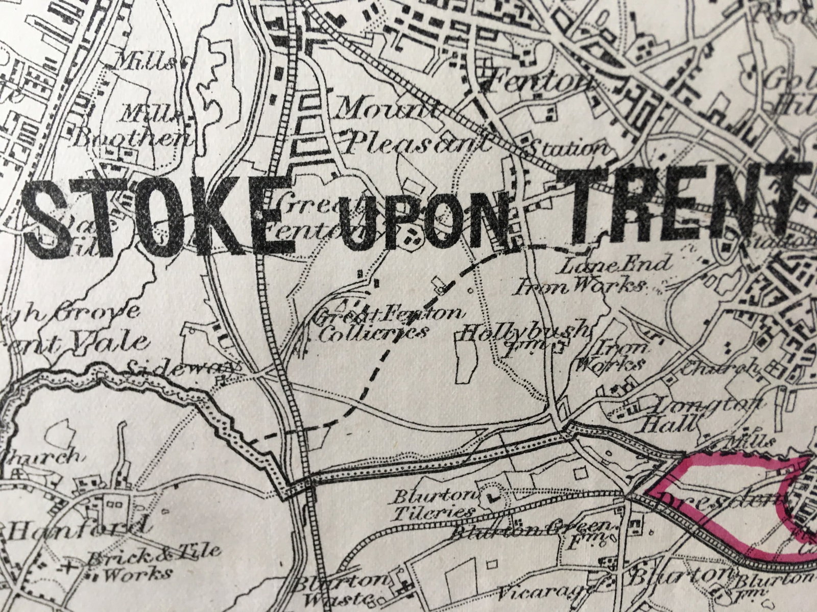 Antique 139 Years-Old Scarce Map Stoke On Trent 1885 Boundary Changes. - 9