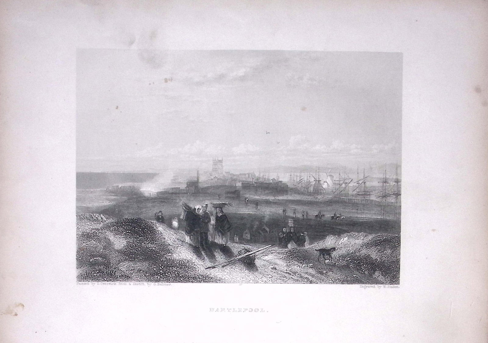 View of Hartlepool Yorkshire WH Bartlett 1842 Antique Steel Engraving-14-TR: Title: View of Hartlepool Yorkshire WH Bartlett 1842 Antique Steel Engraving-14-TR Description: This Steel Engraved Print Has Been Removed from an Antique 1842 Edition of. Finden’s The Po