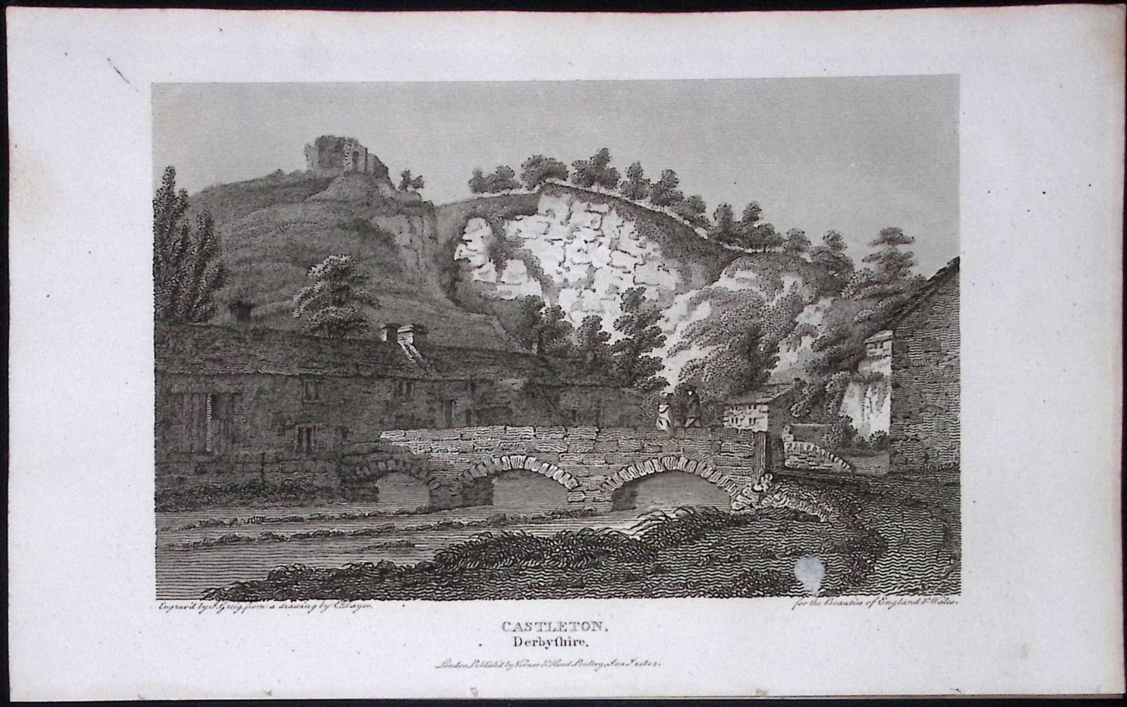 Castleton Derbyshire Antique 223 Years-Old Georgian Steel-Engraving-287: Title: Castleton Derbyshire Antique 223 Years-Old Georgian Steel-Engraving-287 Description: This Derbyshire Georgian Antique Print Was Removed from a First Edition of. The Beauties of England and