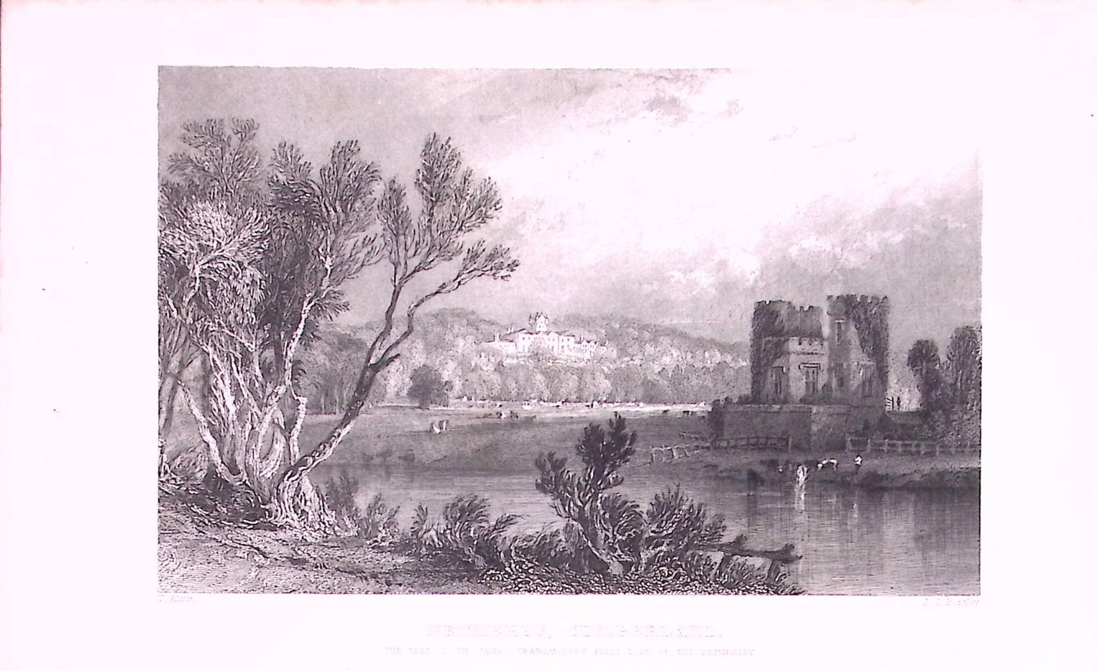 Netherby Castle Cumbria 1835 Antique Steel Engraving-2-TR: Title: Netherby Castle Cumbria 1835 Antique Steel Engraving-2-TR Description: This Steel Engraved Print Has Been Removed from an Antique 1835 Edition of. Westmorland, Cumberland, Northumberland