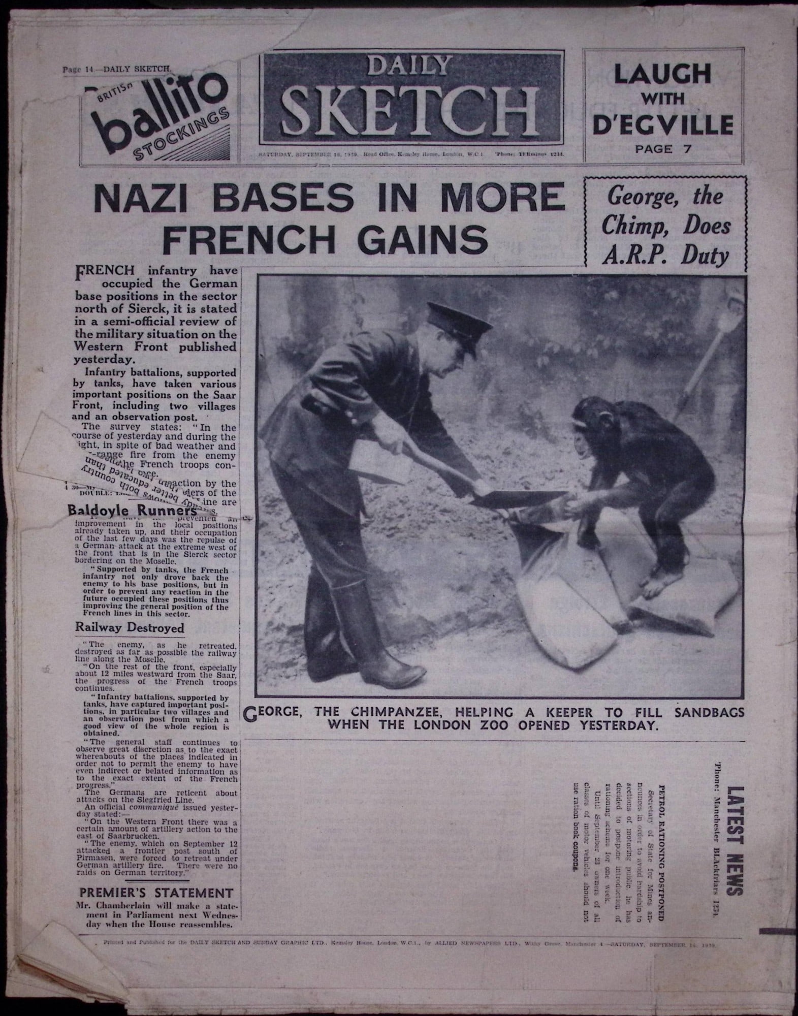 Job-Lot Original 1939 WW2 Newspapers Images & Reports of The War-19. - 11