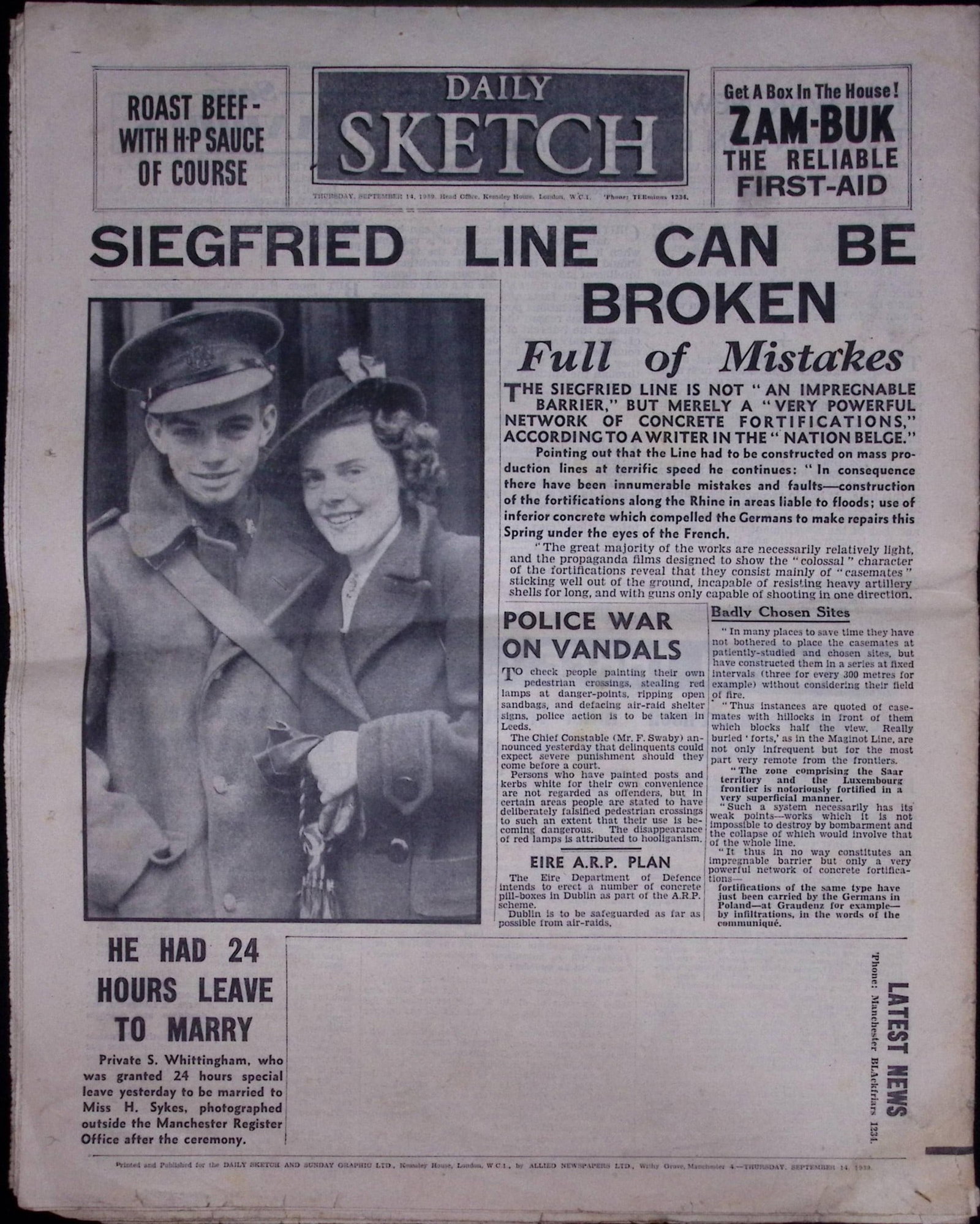 Job-Lot Original 1939 WW2 Newspapers Images & Reports of The War-19. - 12