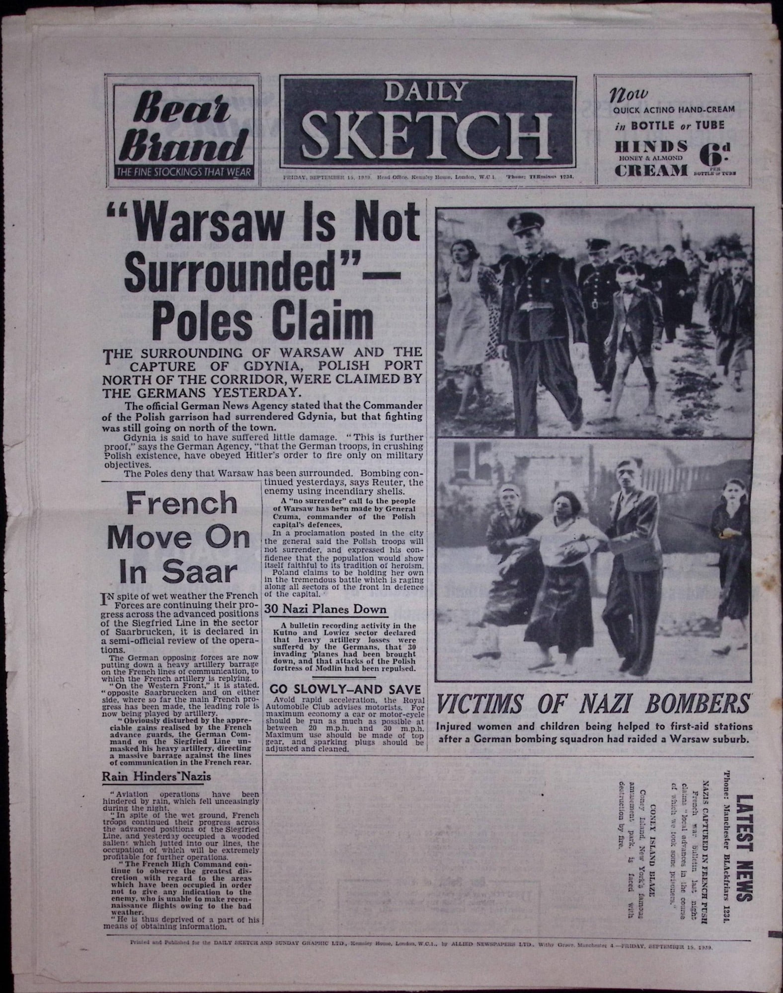 Job-Lot Original 1939 WW2 Newspapers Images & Reports of The War-19. - 13