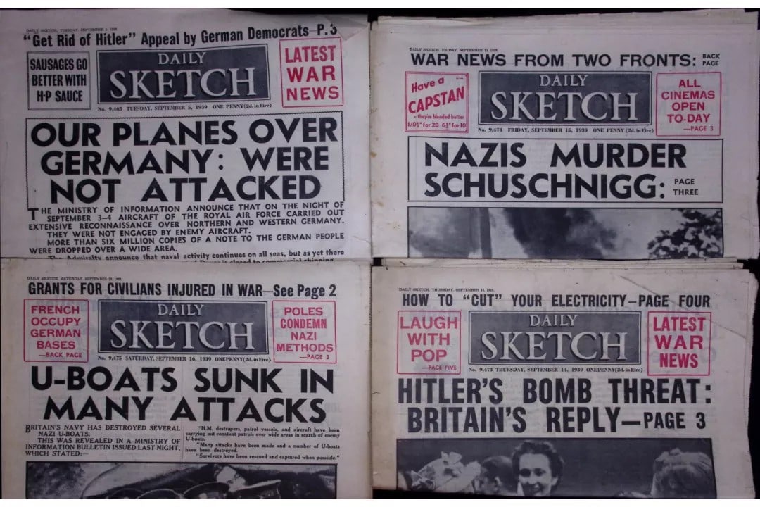 Job-Lot Original 1939 WW2 Newspapers Images & Reports of The War-19. (1 of 14)