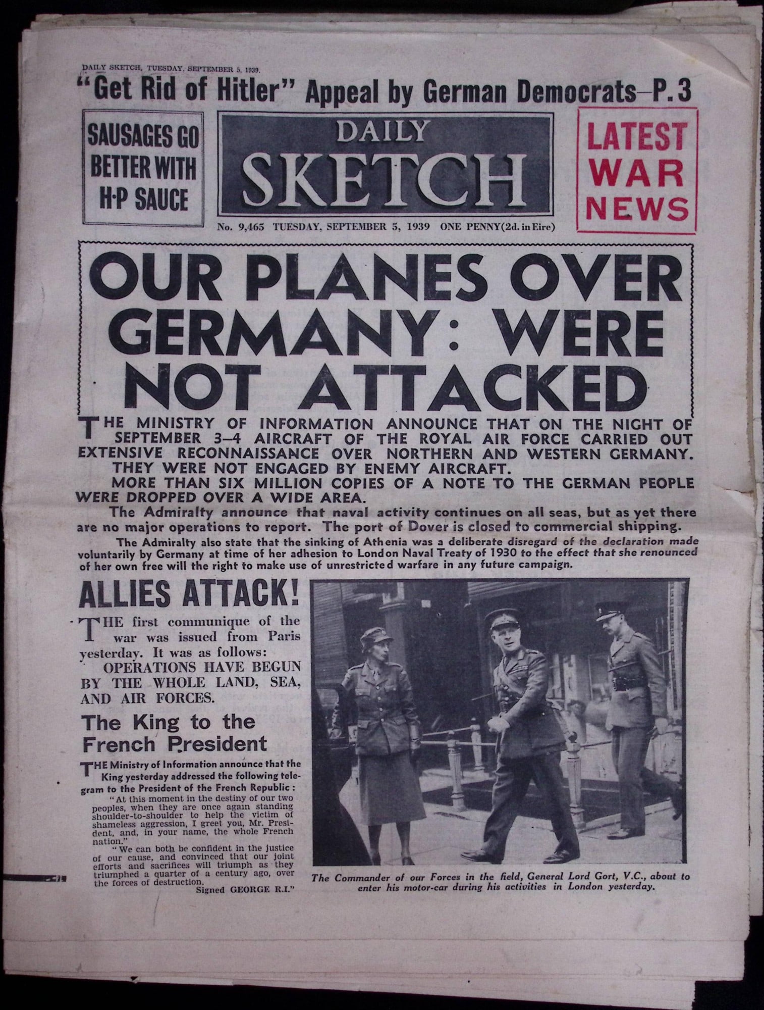 Job-Lot Original 1939 WW2 Newspapers Images & Reports of The War-19. - 5