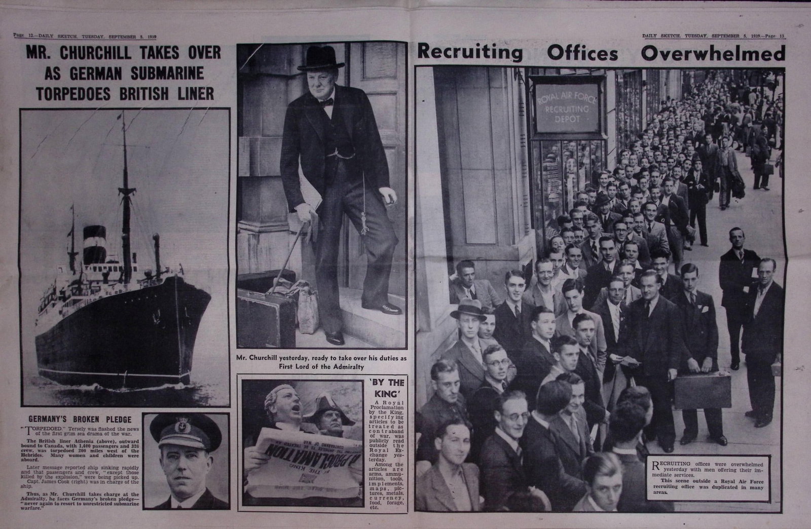 Job-Lot Original 1939 WW2 Newspapers Images & Reports of The War-19. - 6