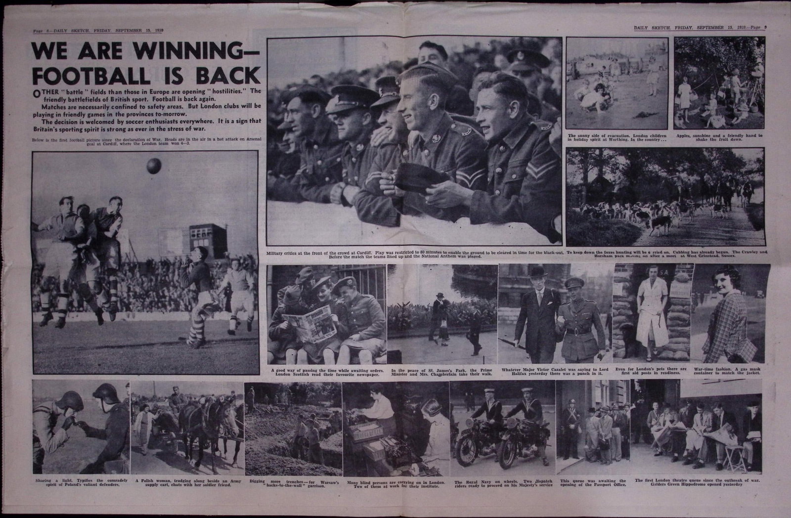 Job-Lot Original 1939 WW2 Newspapers Images & Reports of The War-19. - 9