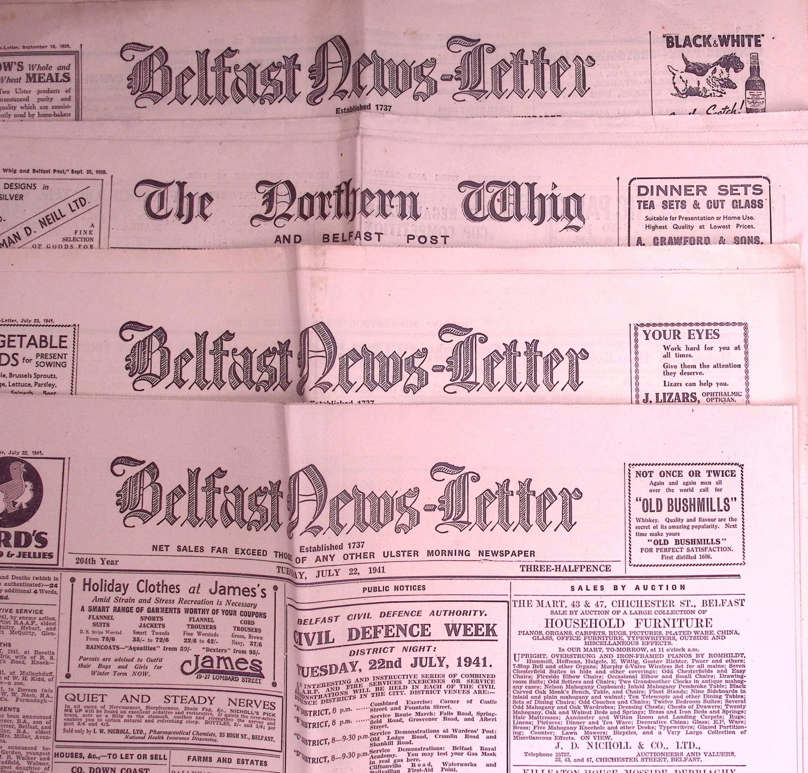 Job-Lot Original Belfast Ireland WW2 Newspapers Images & Reports of The War-40. (1 of 11)
