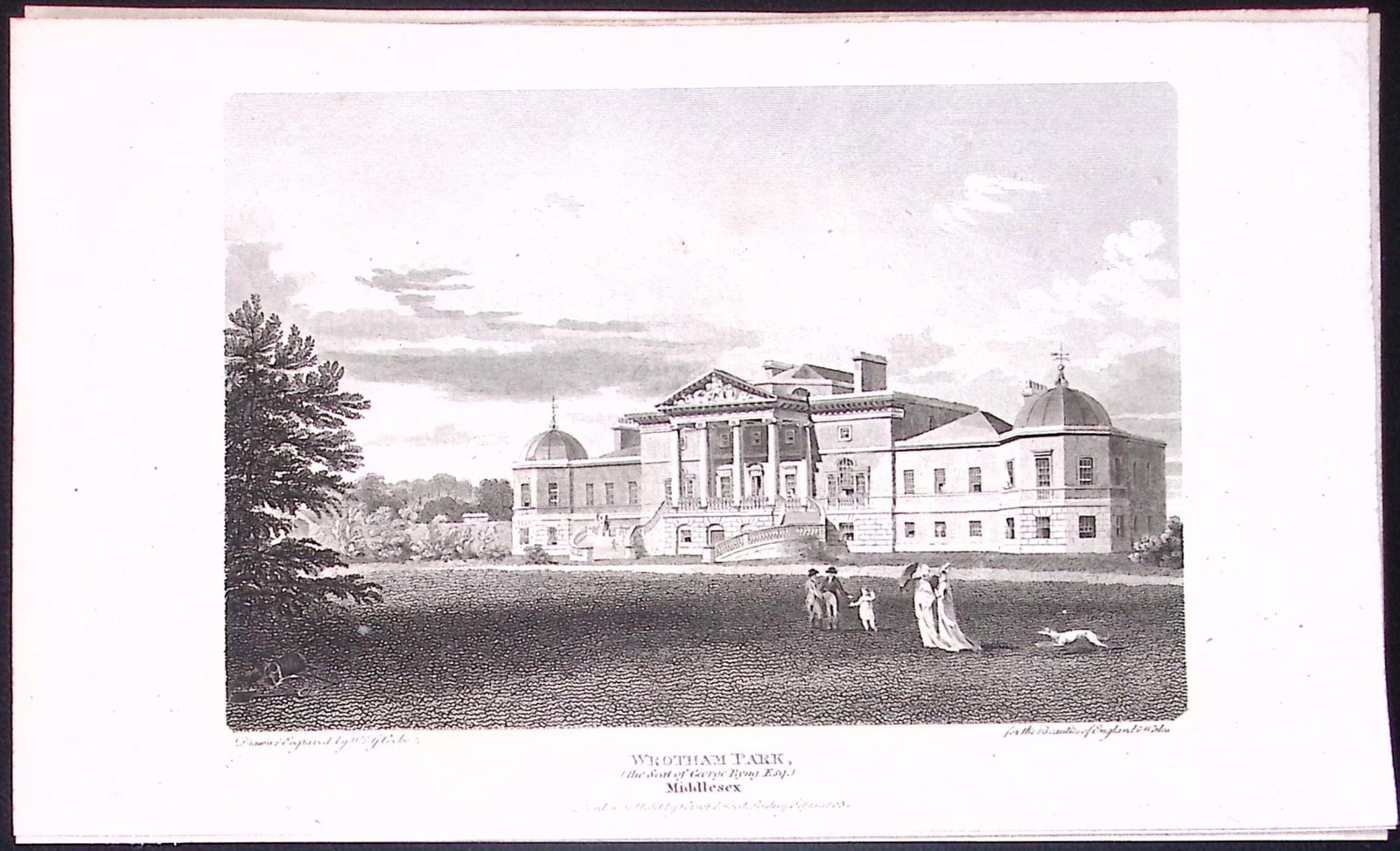 Wrotham Park Middlesex Antique 200 Years-Old Steel-Engraving-244: Title: Wrotham Park Middlesex Antique 200 Years-Old Steel-Engraving-244 Description: Wrotham Park Middlesex Antique 200 Years-Old Steel-Engraving-244 This London Georgian Antique Print Was Remo