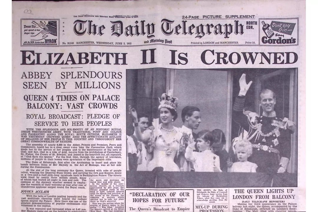 The Coronation of Queen Elizabeth Original 1953 Daily Telegraph Newspaper-30. (1 of 3)