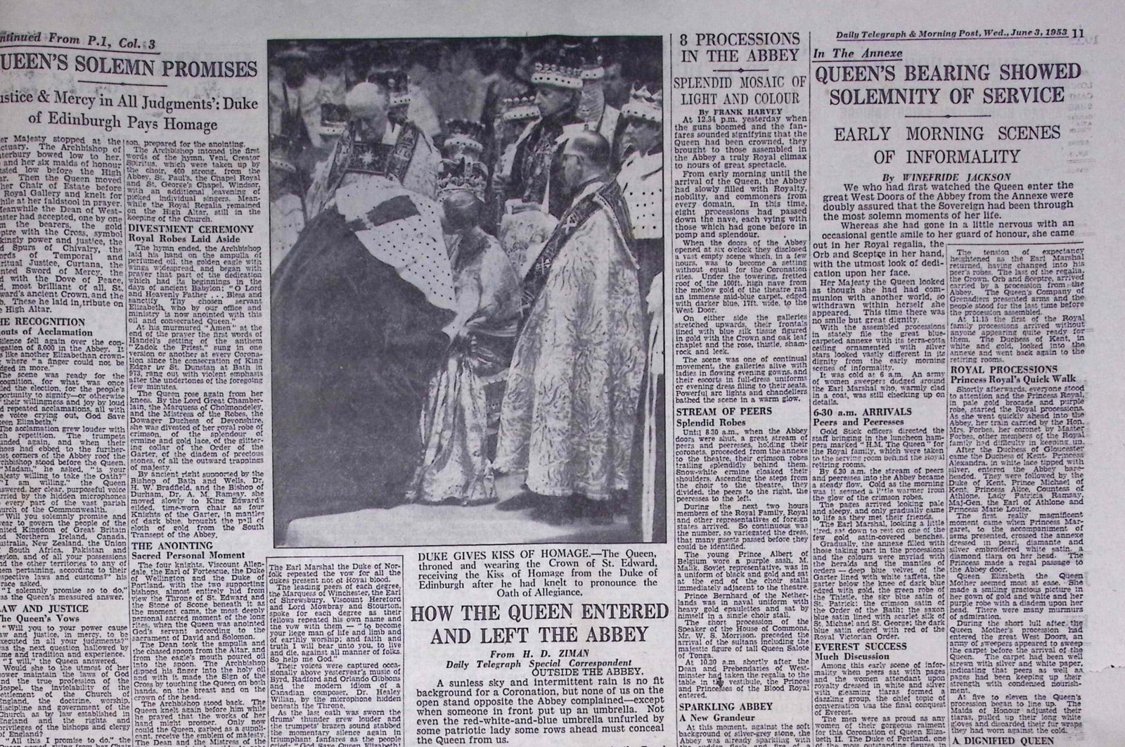 The Coronation of Queen Elizabeth Original 1953 Daily Telegraph Newspaper-30. - 2
