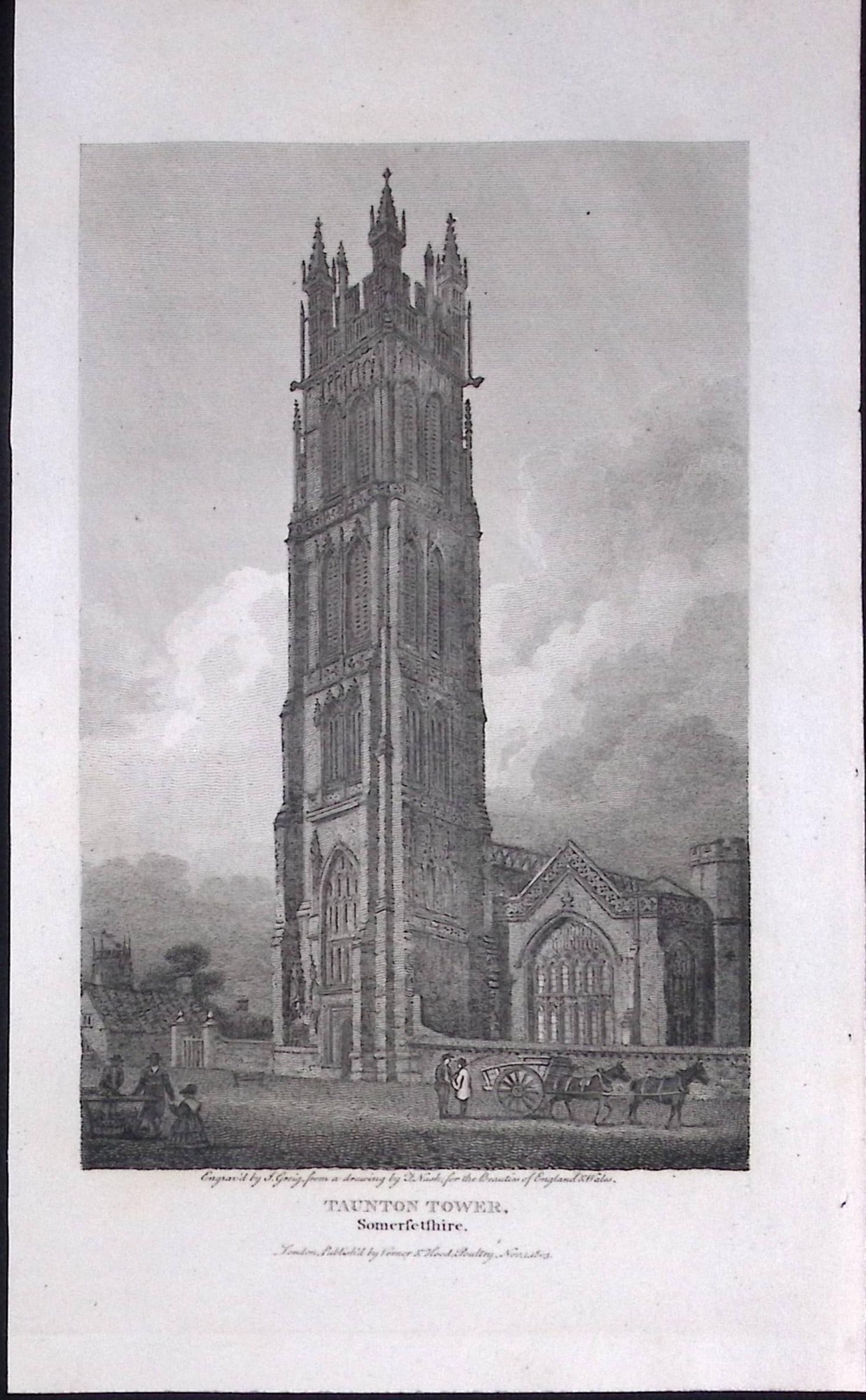 Taunton Tower Somerset Antique 212 Years-Old Georgian Steel-Engraving-173: Title: Taunton Tower Somerset Antique 212 Years-Old Georgian Steel-Engraving-173 Description: This Somerset Georgian Antique Print Was Removed from a First Edition of. The Beauties of England and