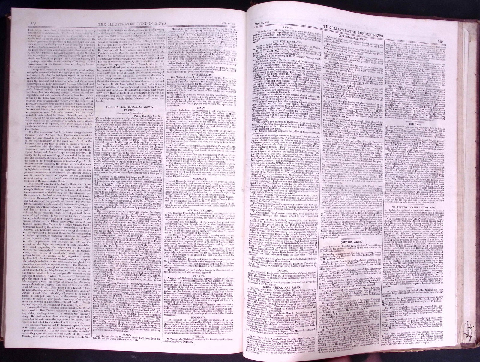 The Illustrated London News Antique Bound Edition July-Dec 1868 Over 600 Pages. - 19
