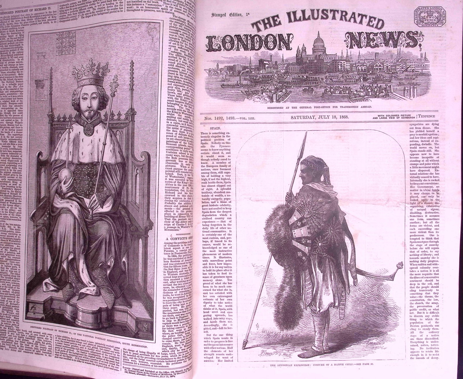 The Illustrated London News Antique Bound Edition July-Dec 1868 Over 600 Pages. - 2