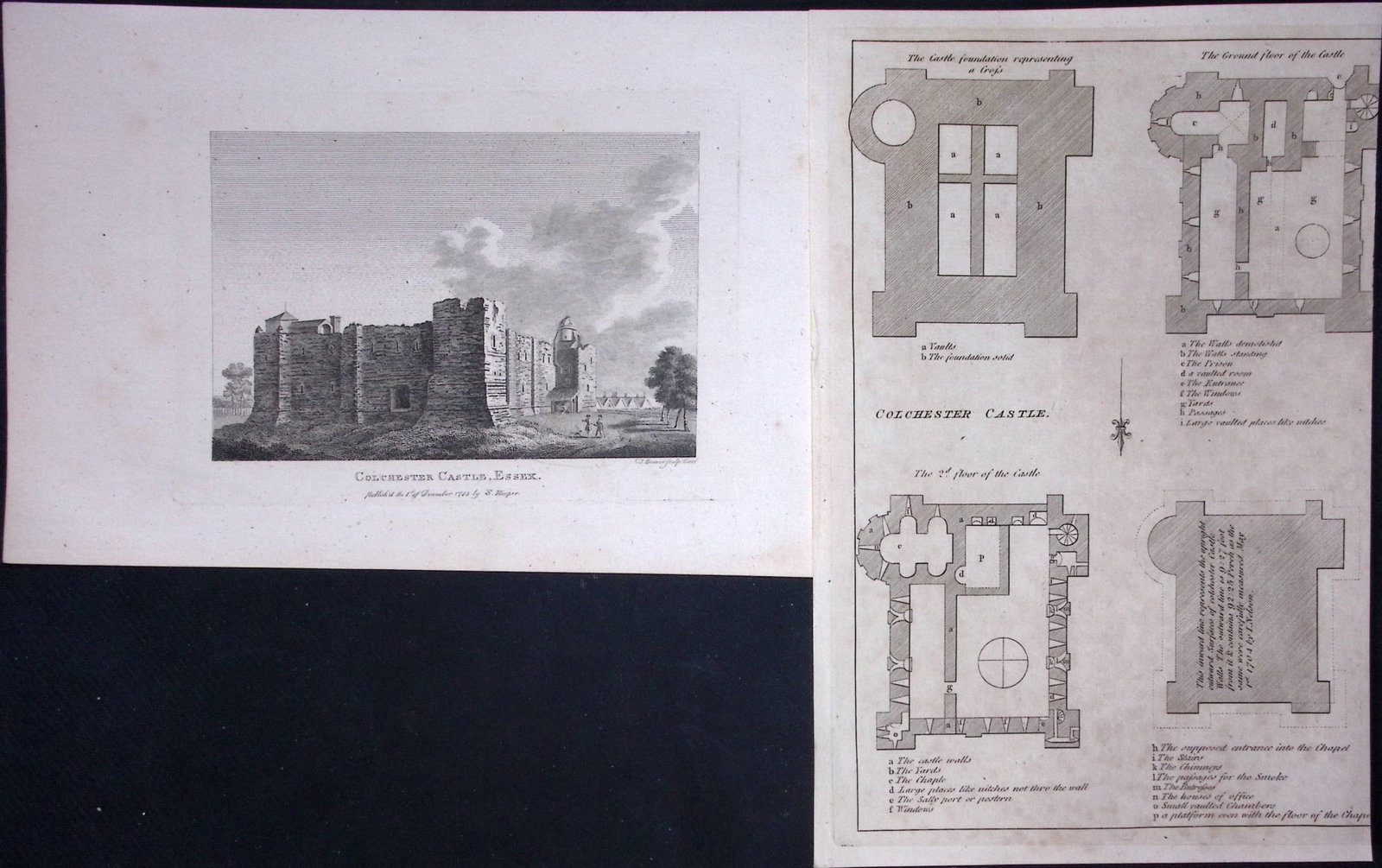 Essex Colchester Castle & Plan Francis Grose Rare 240 Years-Old Copper Engraving-33: Title: Essex Colchester Castle & Plan Francis Grose Rare 240 Years-Old Copper Engraving-33 Description: These Antique Book Plates Was Removed from an 8 Volume Edition Francis Grose's Antiquities