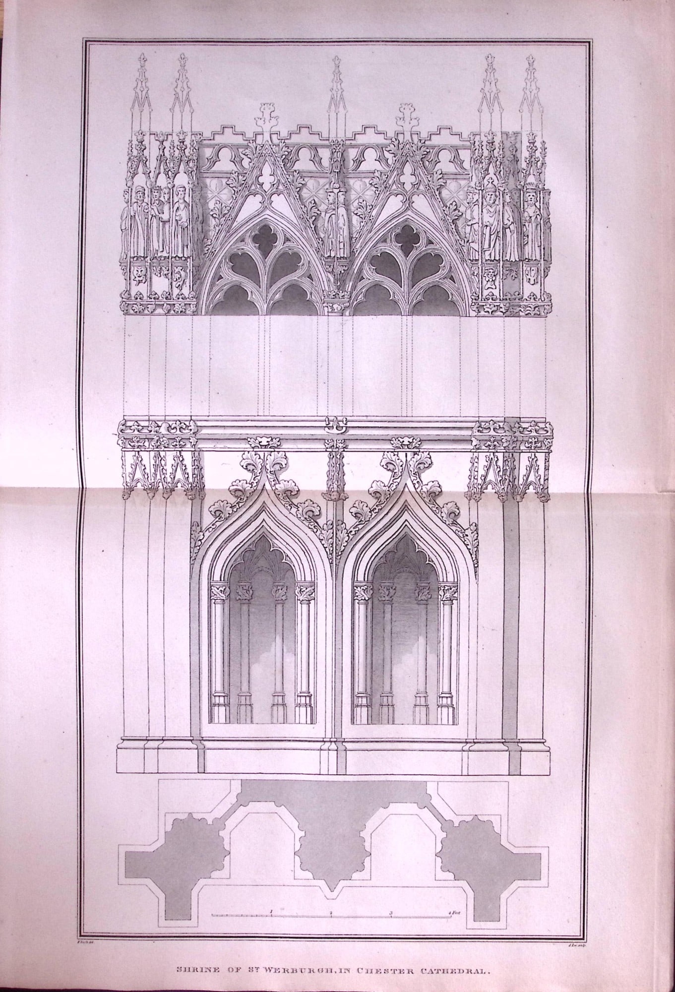St Werburgh Shrine Chester Cathedral Antique 216-Year-Old Large Copperplate- 27-TR.: Title: St Werburgh Shrine Chester Cathedral Antique 216-Year-Old Large Copperplate- 27-TR. Description: St Werburgh Shrine Chester Cathedral Antique 216-Year-Old Large Copperplate- 27-TR. This