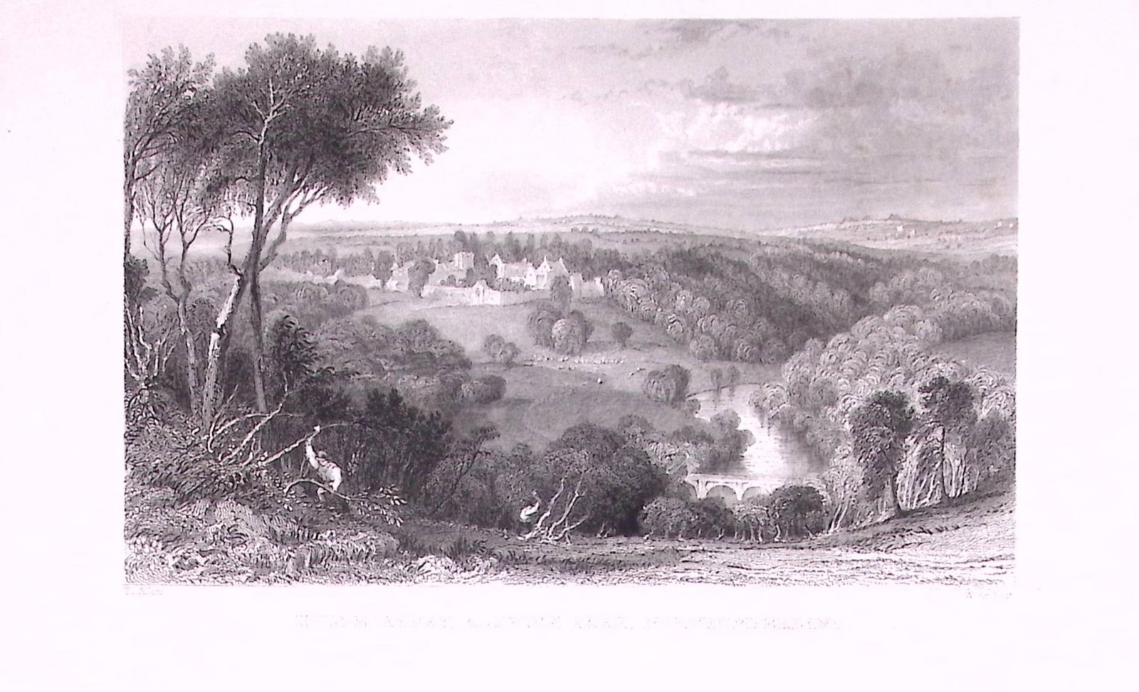Alnwick Park Northumberland Antique Steel Engraving-26-TR: Title: Alnwick Park Northumberland Antique Steel Engraving-26-TR Description: This Steel Engraved Print Has Been Removed from an Antique 1835 Edition of. Westmorland, Cumberland, Northumberland