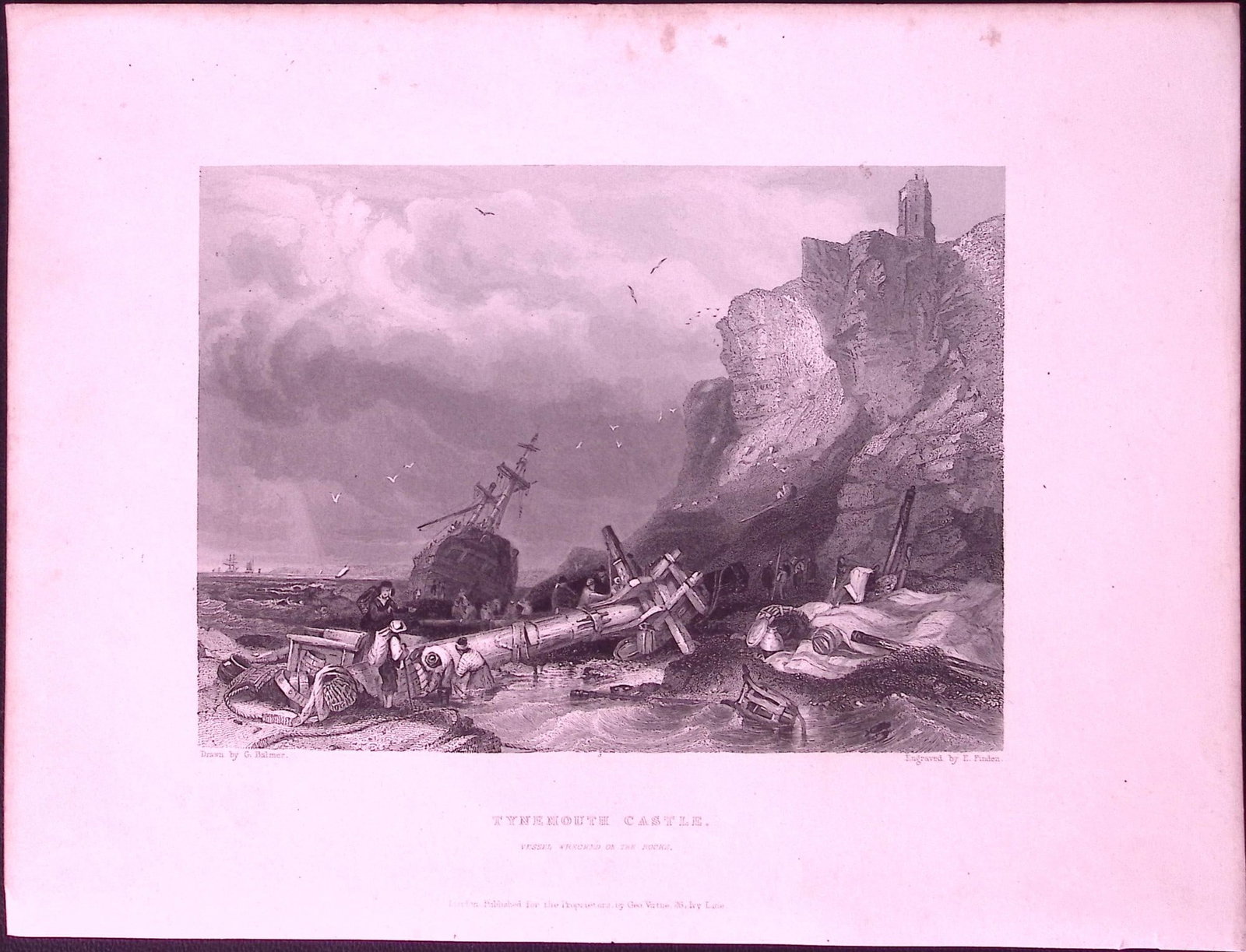 Tynemouth Castle WH Bartlett 183 Years-Old Antique Steel Engraving-46: Title: Tynemouth Castle WH Bartlett 183 Years-Old Antique Steel Engraving-46 Description: This Steel Engraved Print Has Been Removed from an Antique 1842 Edition of. Finden’s The Ports,
