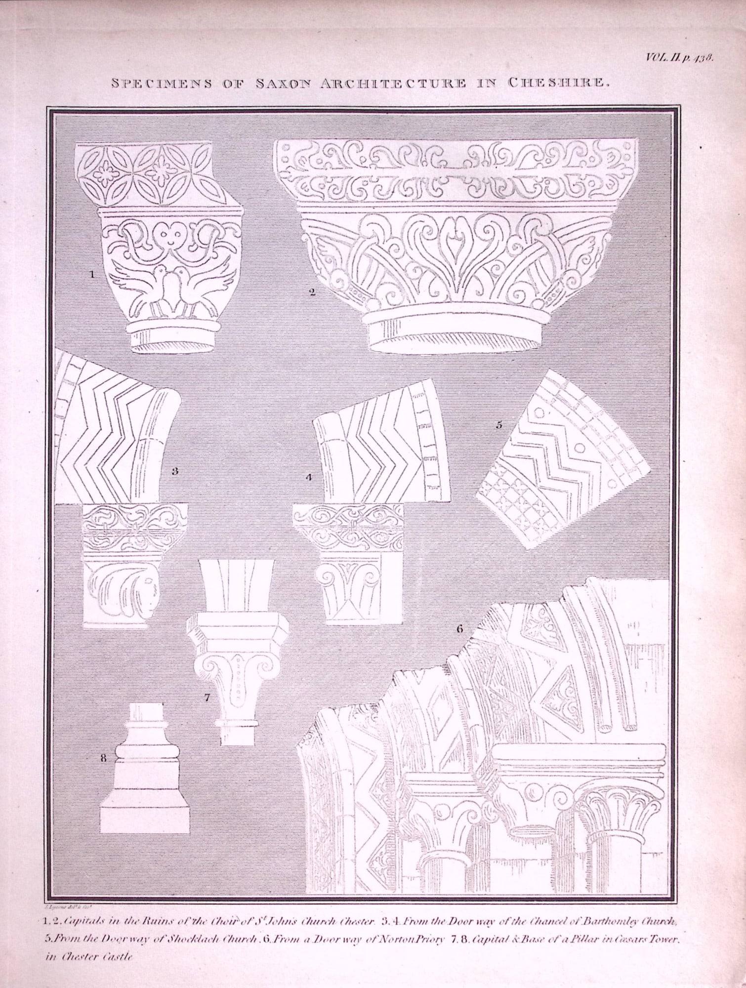 Saxon Architecture in Cheshire Antique 216-Year-Old Copperplate Print-12-TR: Title: Saxon Architecture in Cheshire Antique 216-Year-Old Copperplate Print-12-TR Description: This Antique Copperplate Print Has Been Removed from an Edition of. Magna Britannia The County