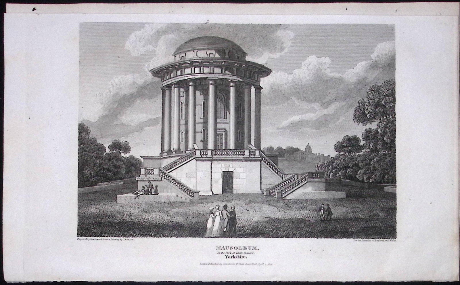 Castle Howard Yorkshire Mausoleum Antique 213 Years-Old Steel-Engraving-20: Title: Castle Howard Yorkshire Mausoleum Antique 213 Years-Old Steel-Engraving-20 Description: This Yorkshire Georgian Antique Print Was Removed from a First Edition of. The Beauties of England and