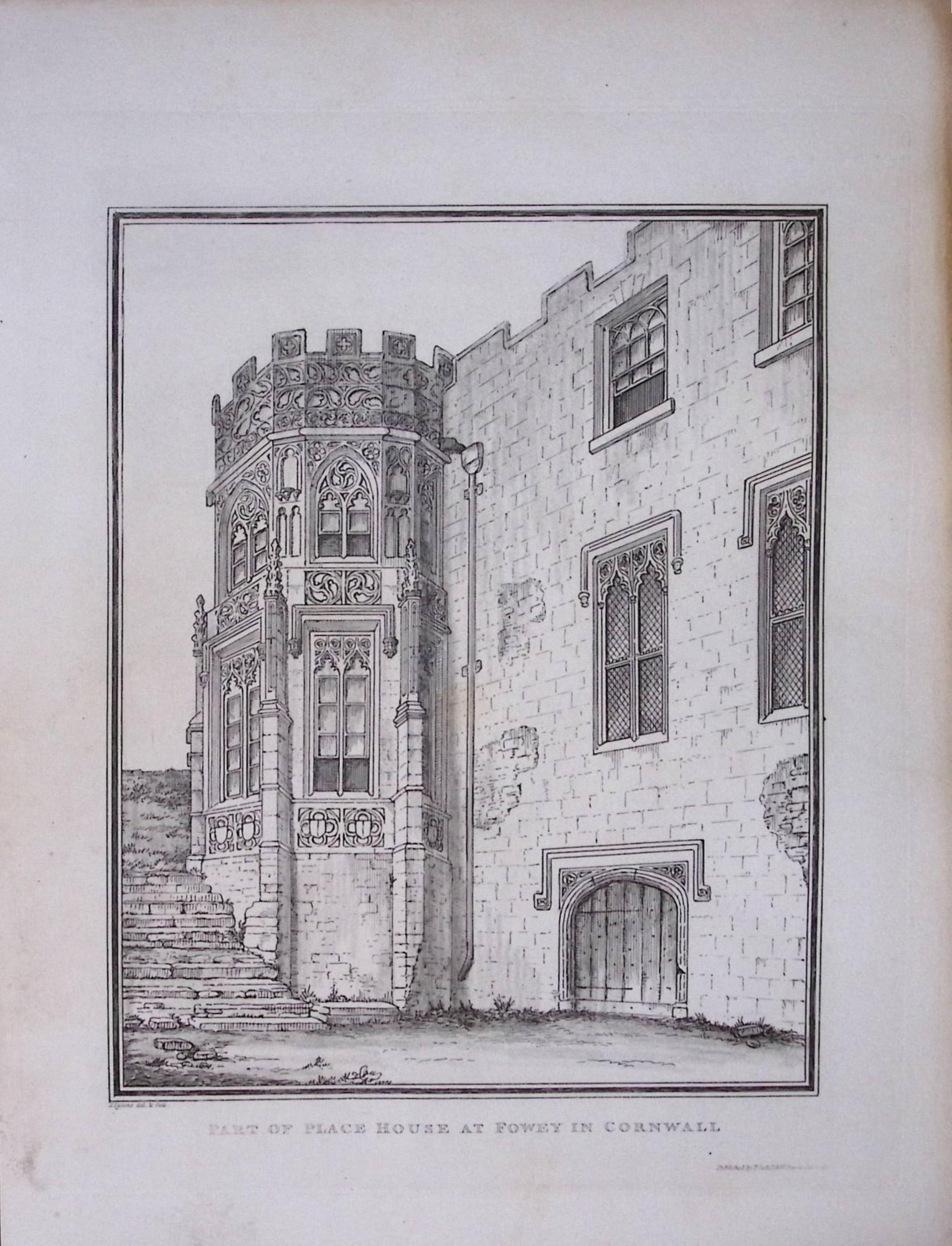 Cornwall Fowey Place House Rare 211 Year-Old Antique Copper Plate Etching By S Lyons: Title: Cornwall Fowey Place House Rare 211 Year-Old Antique Copper Plate Etching By S Lyons Description: This 211-Year-Old Antique Copper Plate Etching Was Removed From. An Antique Edition of a