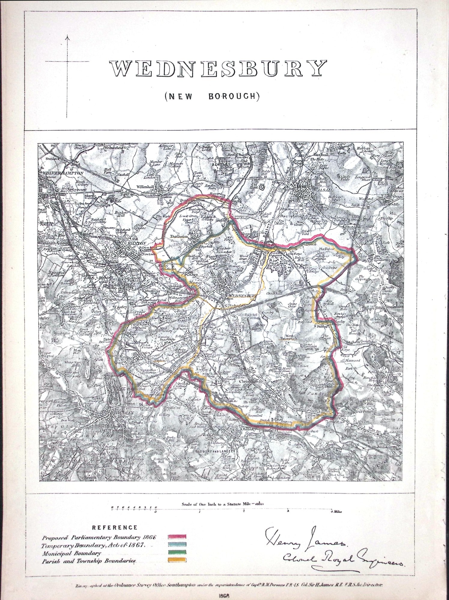 Wednesbury Midlands Boundary Commission 157-Year-Old Coloured Antique Map.: Title: Wednesbury Midlands Boundary Commission 157-Year-Old Coloured Antique Map. Description: Wednesbury Midlands Boundary Commission 157-Year-Old Coloured Antique Map. Original Antique Lithog