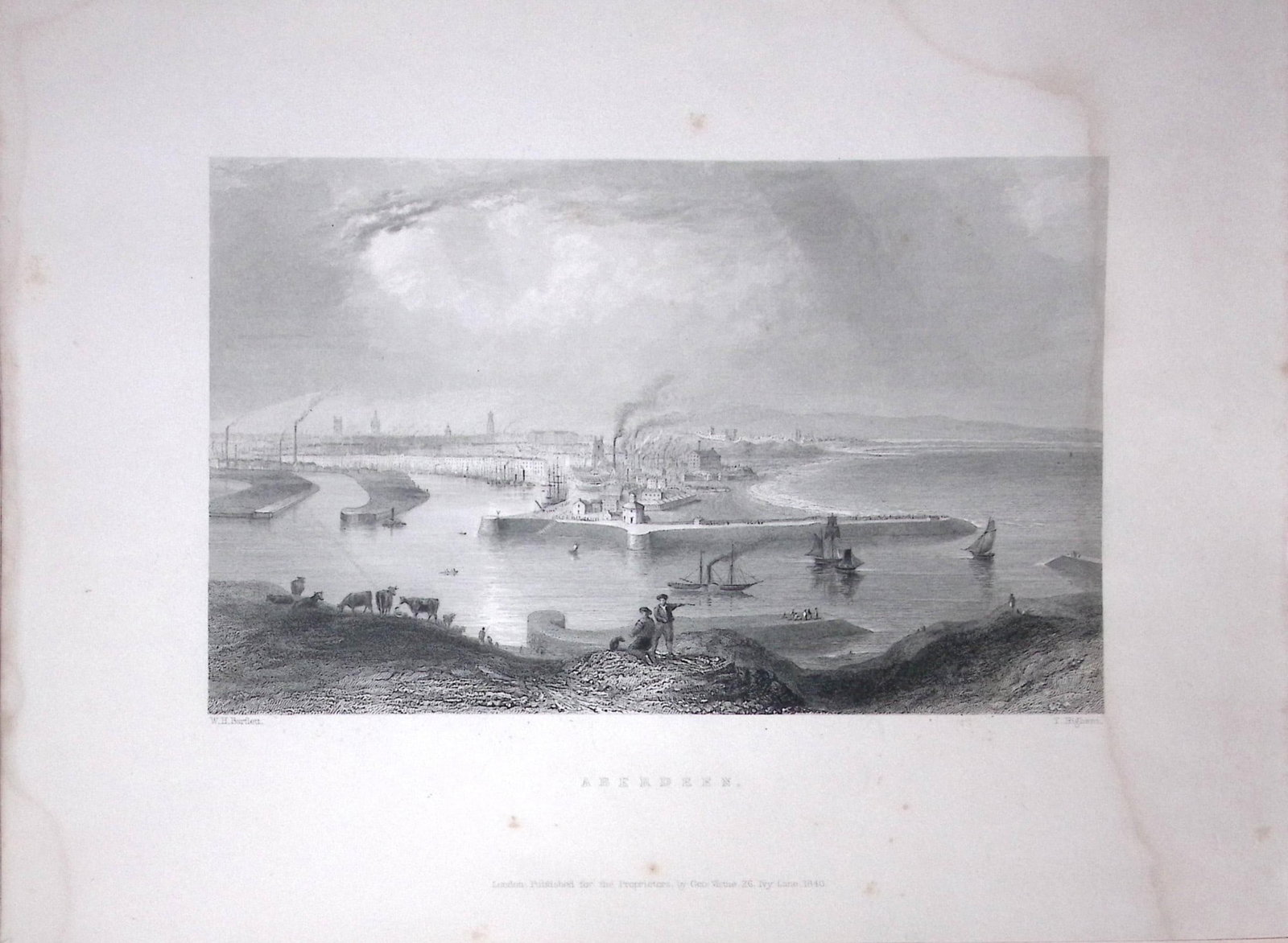 Aberdeen City Scotland WH Bartlett 1842 Antique Steel Engraving-122: Title: Aberdeen City Scotland WH Bartlett 1842 Antique Steel Engraving-122 Description: This Steel Engraved Print Has Been Removed from an Antique 1842 Edition of. Finden’s The Ports, Harbours,