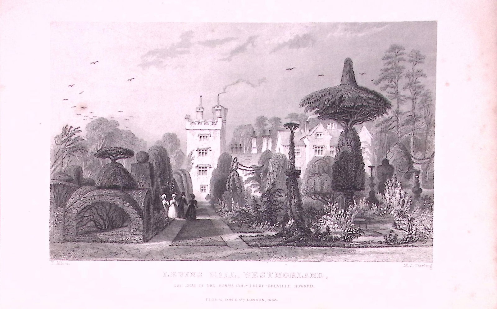 Levins Hall Near Kendal Cumbria Antique Steel Engraving-41-TR: Title: Levins Hall Near Kendal Cumbria Antique Steel Engraving-41-TR Description: This Steel Engraved Print Has Been Removed from an Antique 1835 Edition of. Westmorland, Cumberland,