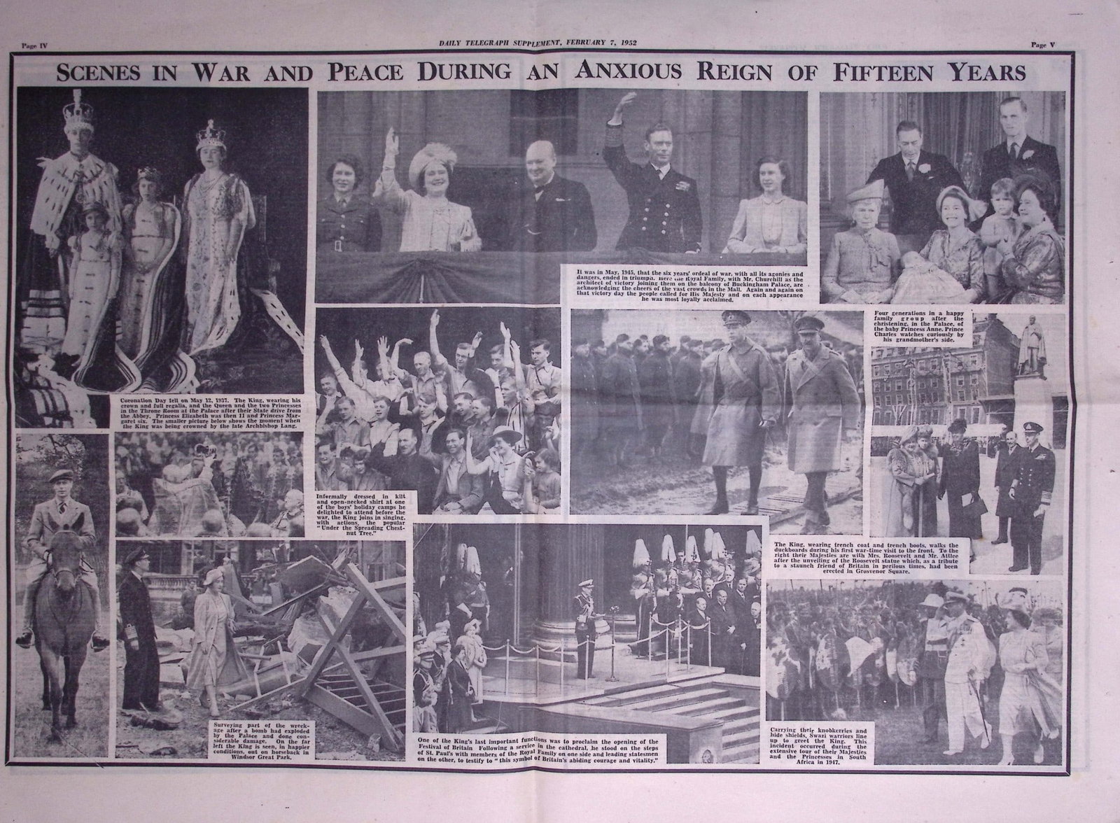 Death of King George VI Original 1952 Daily Telegraph Newspaper-27. - 2
