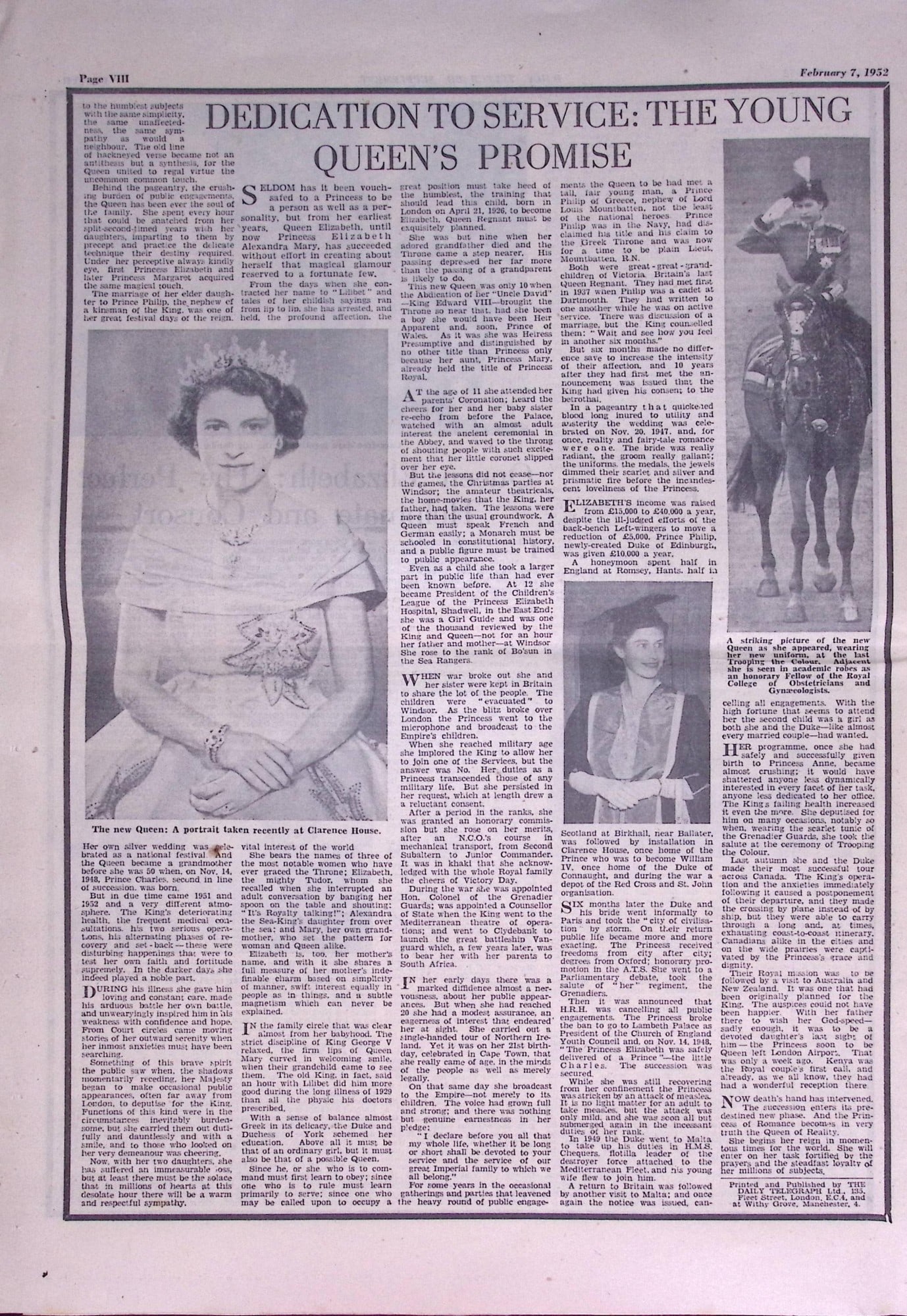 Death of King George VI Original 1952 Daily Telegraph Newspaper-27. - 5