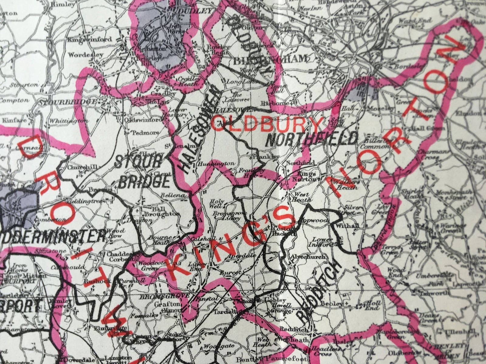 Antique 139 Years-Old Scarce Map Worcestershire 1885 Boundary Changes. - 4