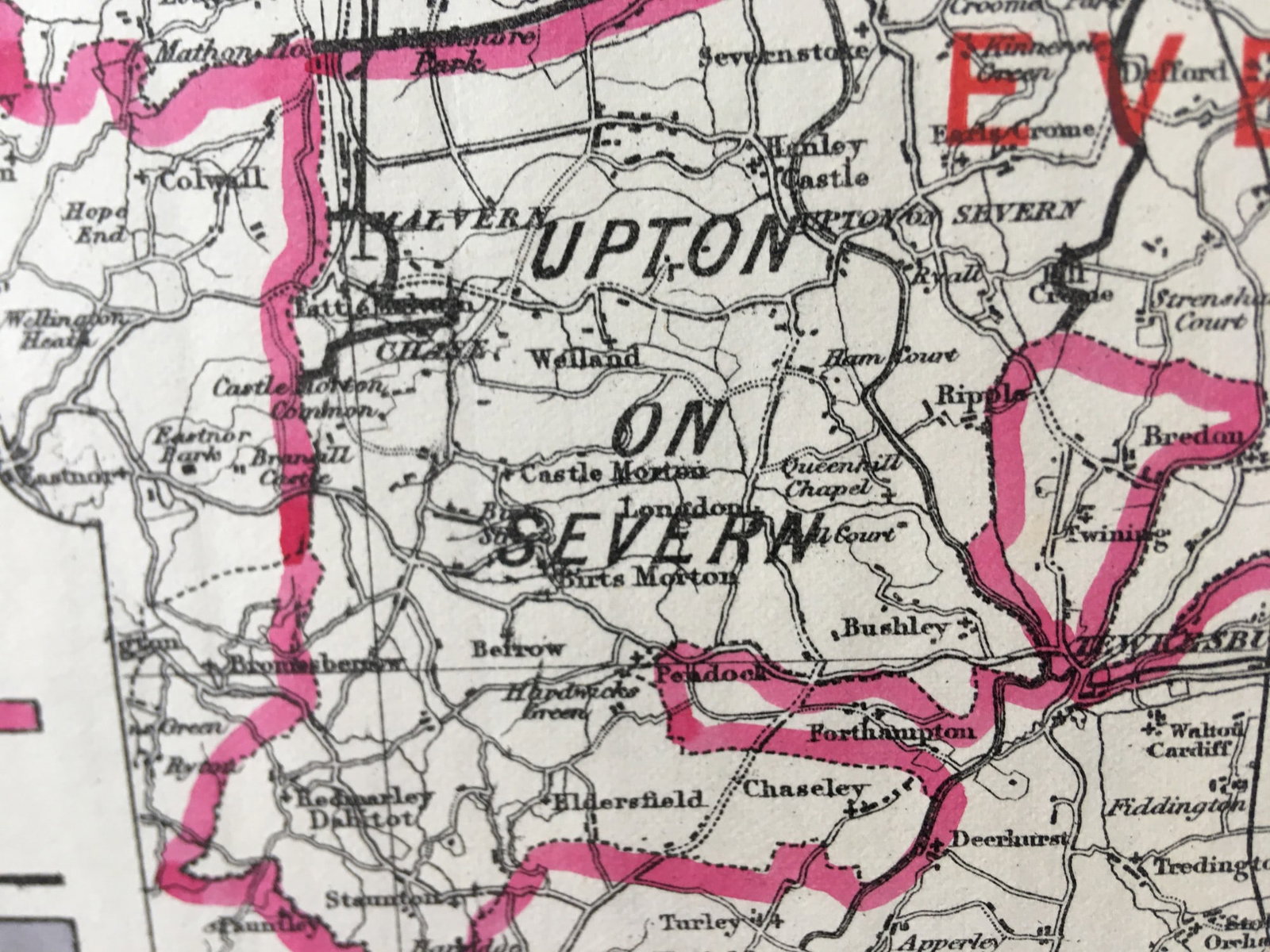 Antique 139 Years-Old Scarce Map Worcestershire 1885 Boundary Changes. - 6