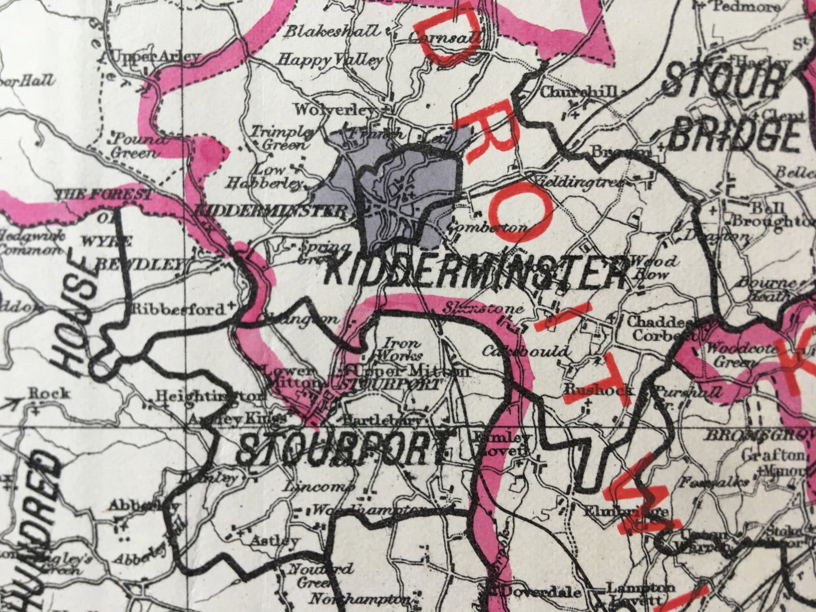 Antique 139 Years-Old Scarce Map Worcestershire 1885 Boundary Changes. - 9